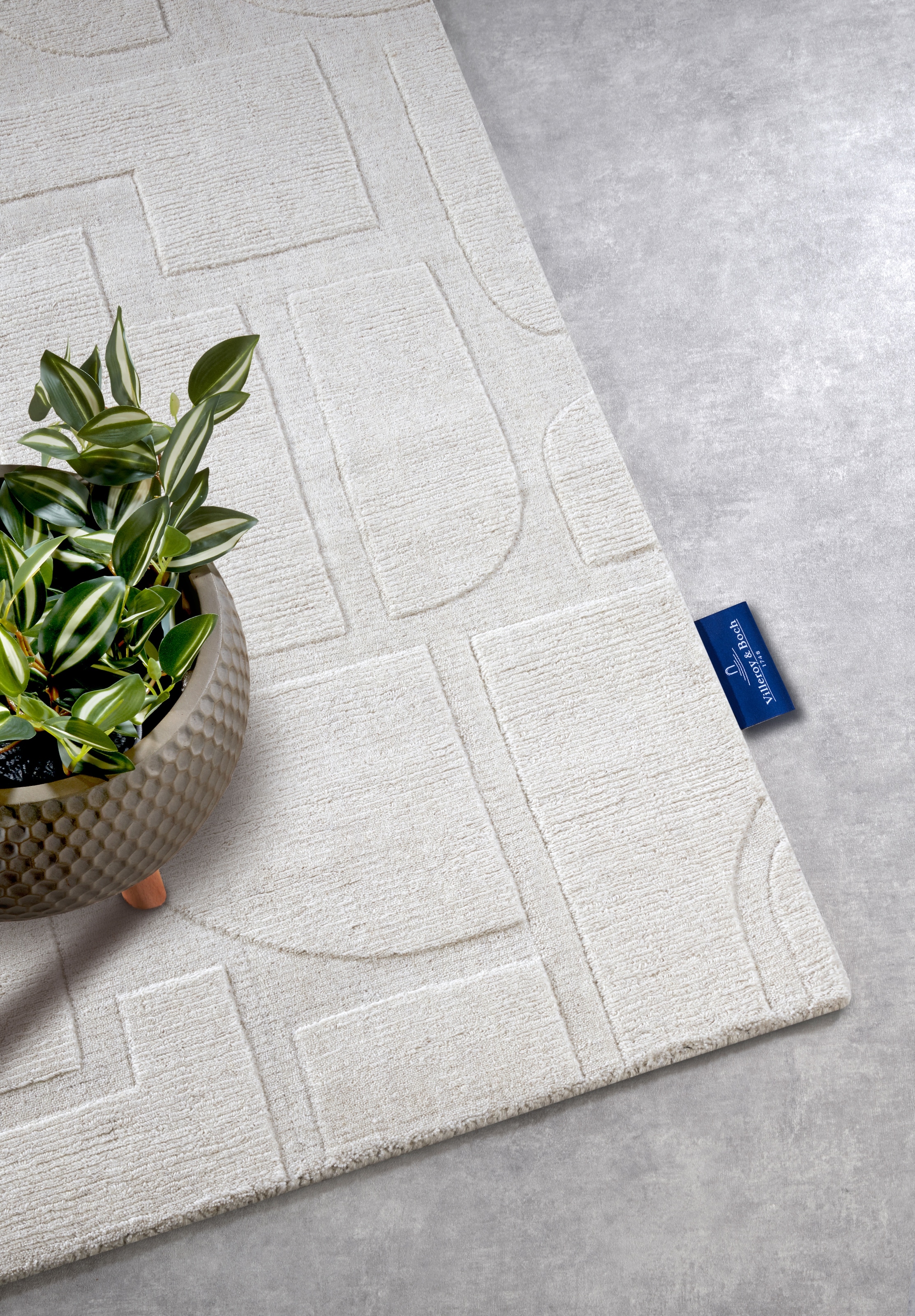 Villeroy & Boch Wollteppich »Alexis«, rechteckig, 10 mm Höhe, Handgewebt, Wolle, Natur, Wohnzimmer, Geometrie, Boho, Design