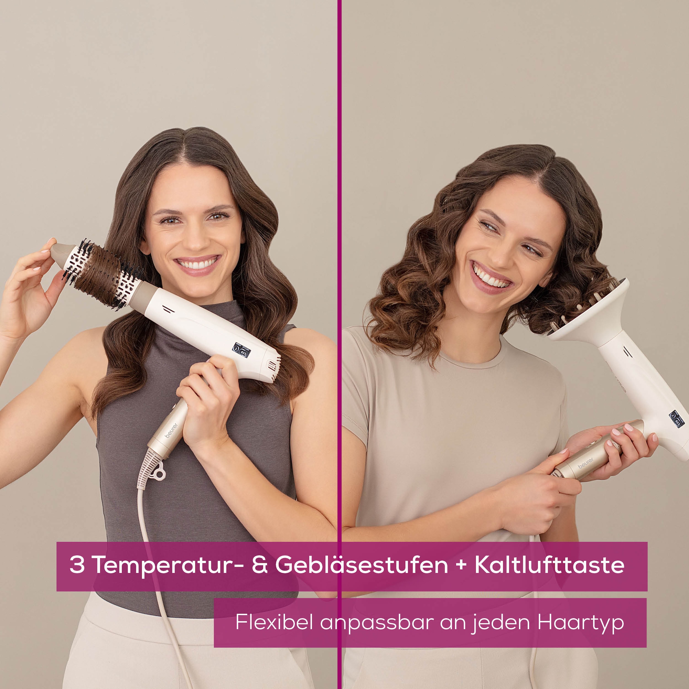 BEURER Ionic-Haartrockner »HC 150, leistungsstark mit Ionenfunktion & EasyClick Aufsätzen«, 1600 W, 4 Aufsätze, Mit 3 Temperaturstufen und magnetischen Aufsätzen zum Wechseln