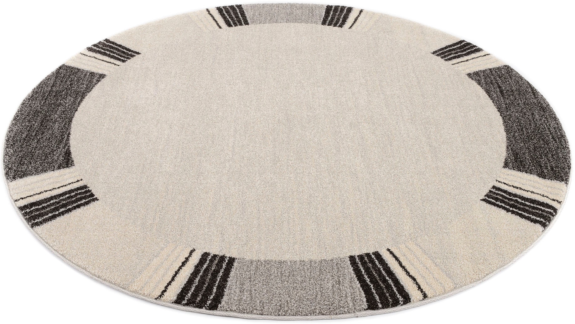 OCI DIE TEPPICHMARKE Teppich »CASTLE FLORA , auch in rechteckig« rund 20 mm Höhe dichter Frisé Kurzflor, farbiger Bordüre, Wohnzimmer, Schlafzimmer