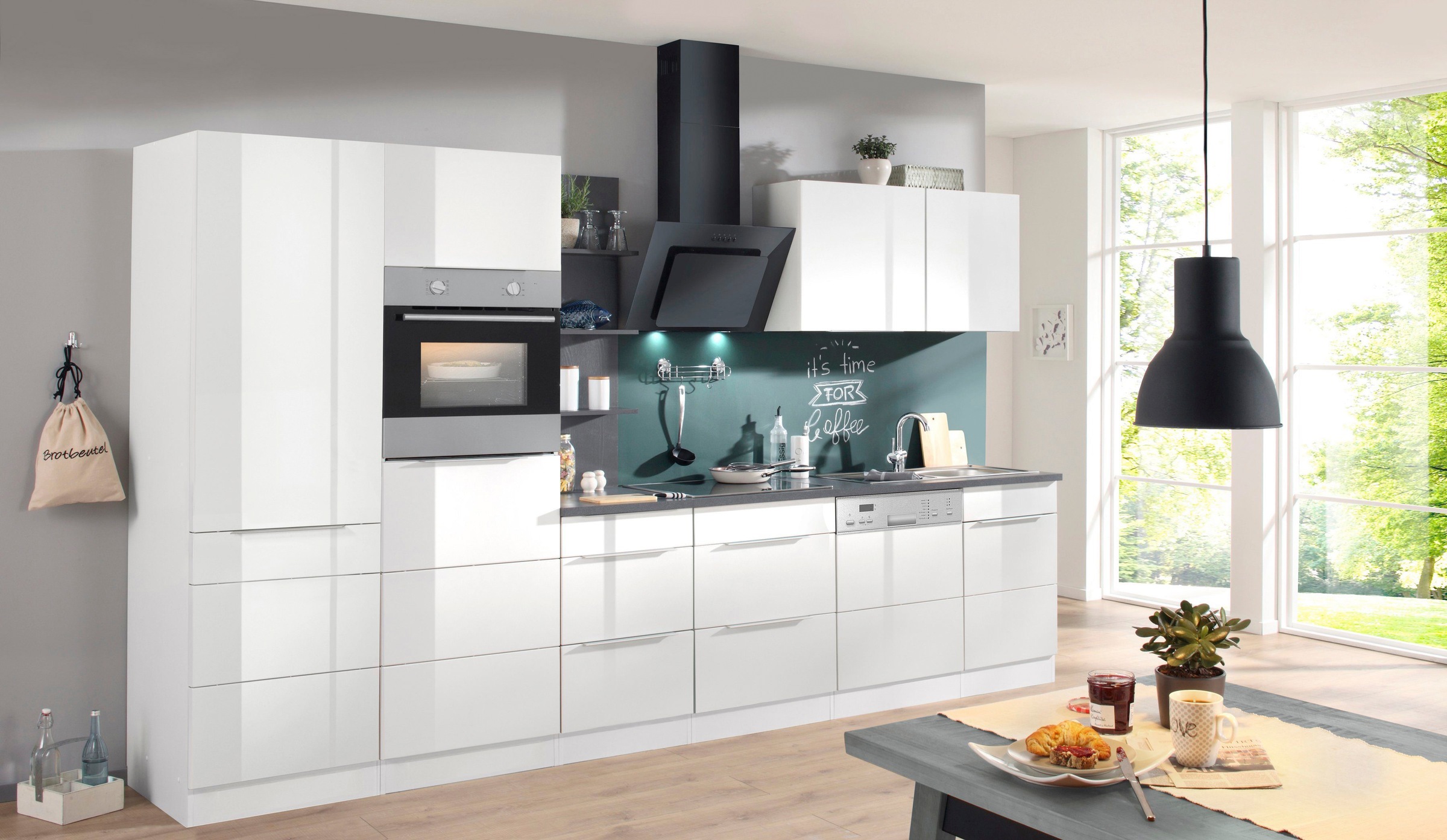 KOCHSTATION Küchenzeile »KS-Brindisi Breite 340 cm«, wahlweise mit E-Geräten und Induktion, mit MDF-Fronten und Regal