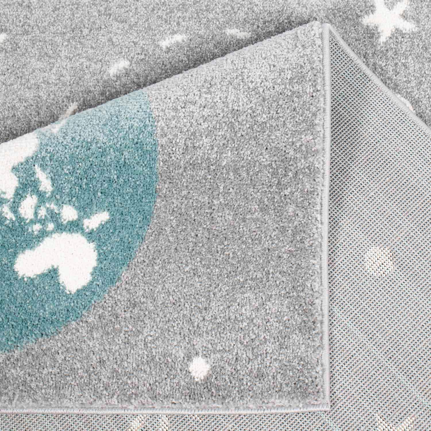 Carpet City Kinderteppich »Bubble Kids 1319«, rechteckig, 11 mm Höhe, Spielteppich, Weltall, Rakete, Weicher Flor, Pflegeleicht
