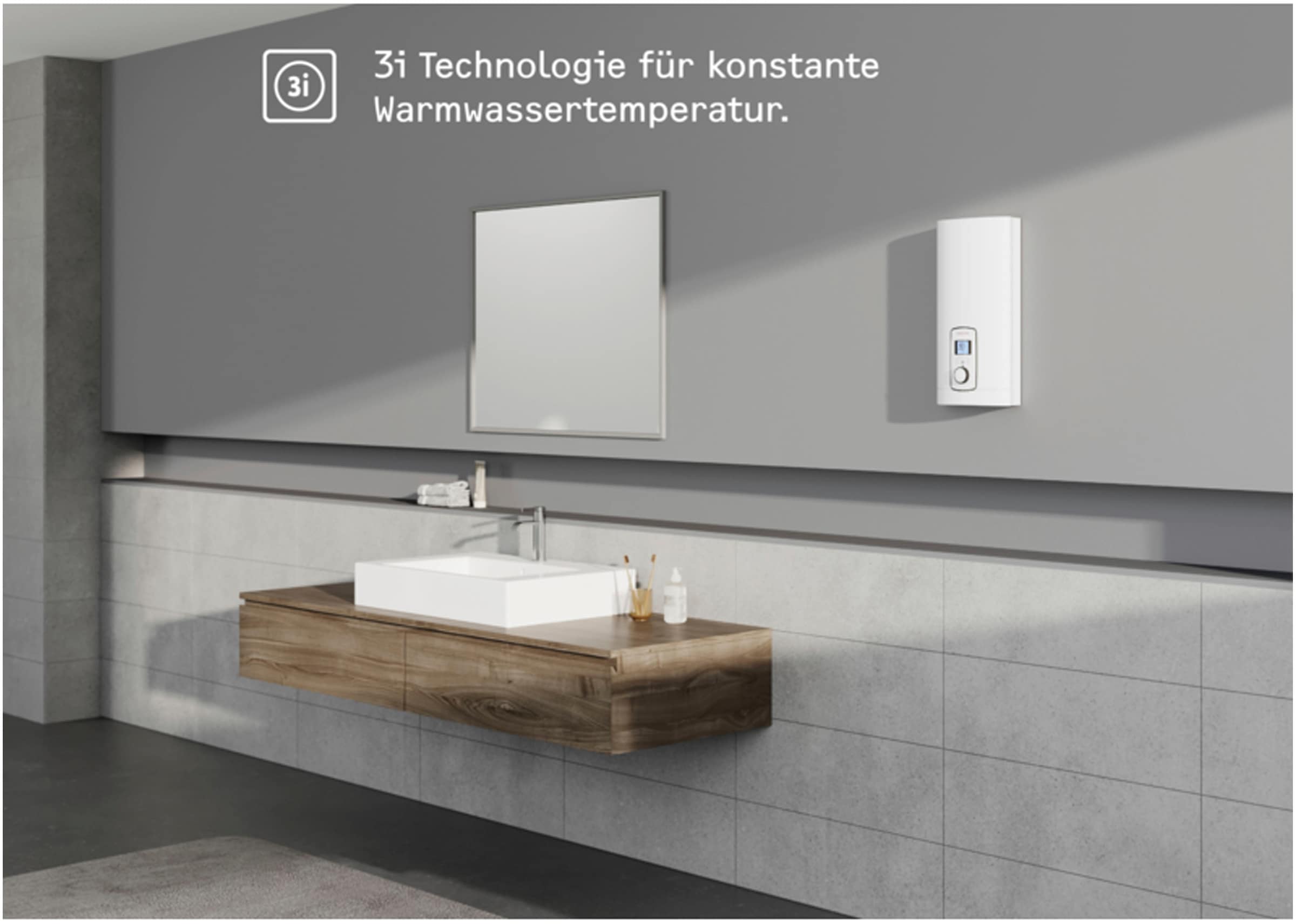 STIEBEL ELTRON Komfort-Durchlauferhitzer »DEL 18/21/24 Plus, gradgenaue Temperaturwahl«, 3i Technologie für konstante Warmwassertemperatur, LC-Display