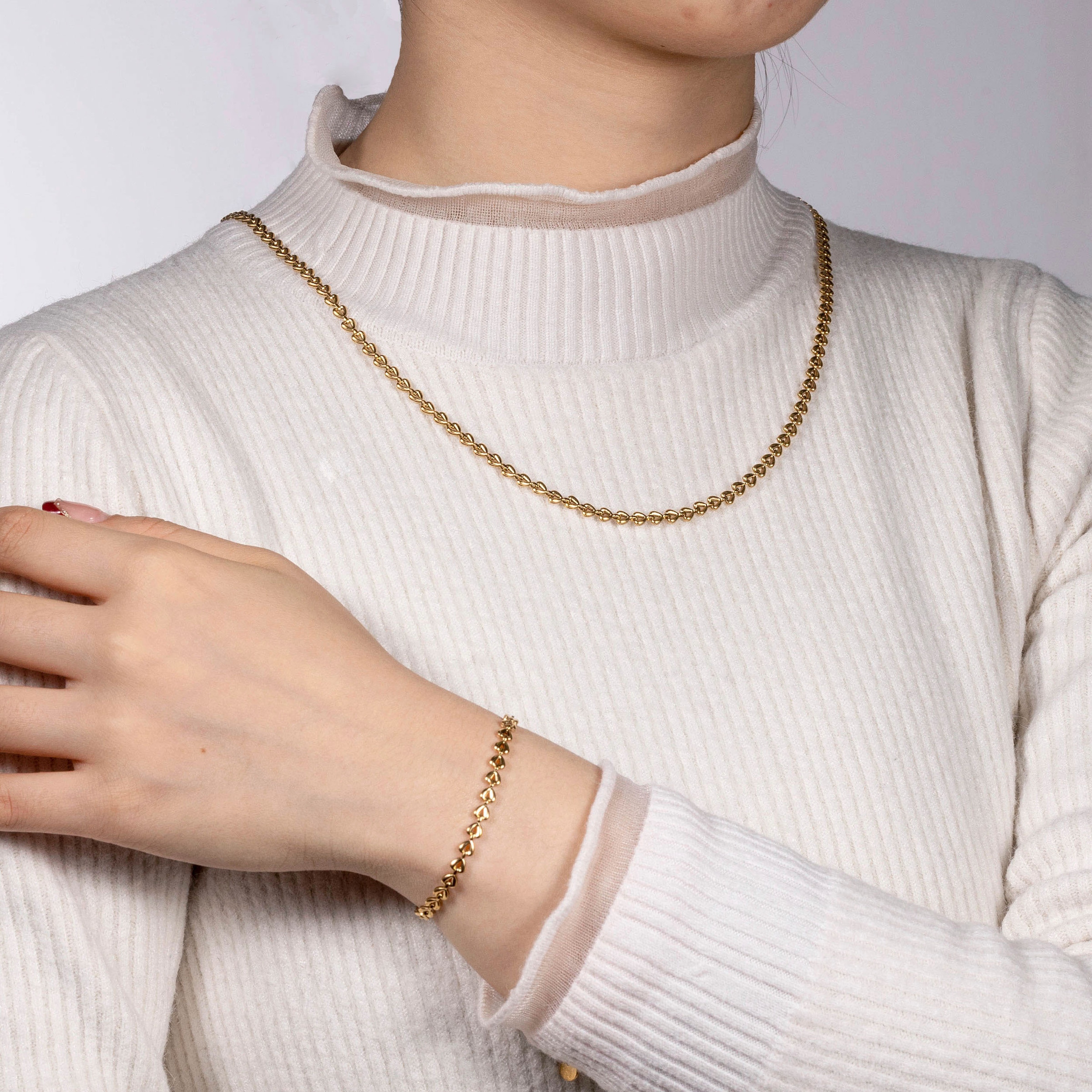 Firetti Edelstahlkette »Schmuck Geschenk Armband Kette Fußkette Bauchkette Herzen«, in verschiedenen Längen erhältlich