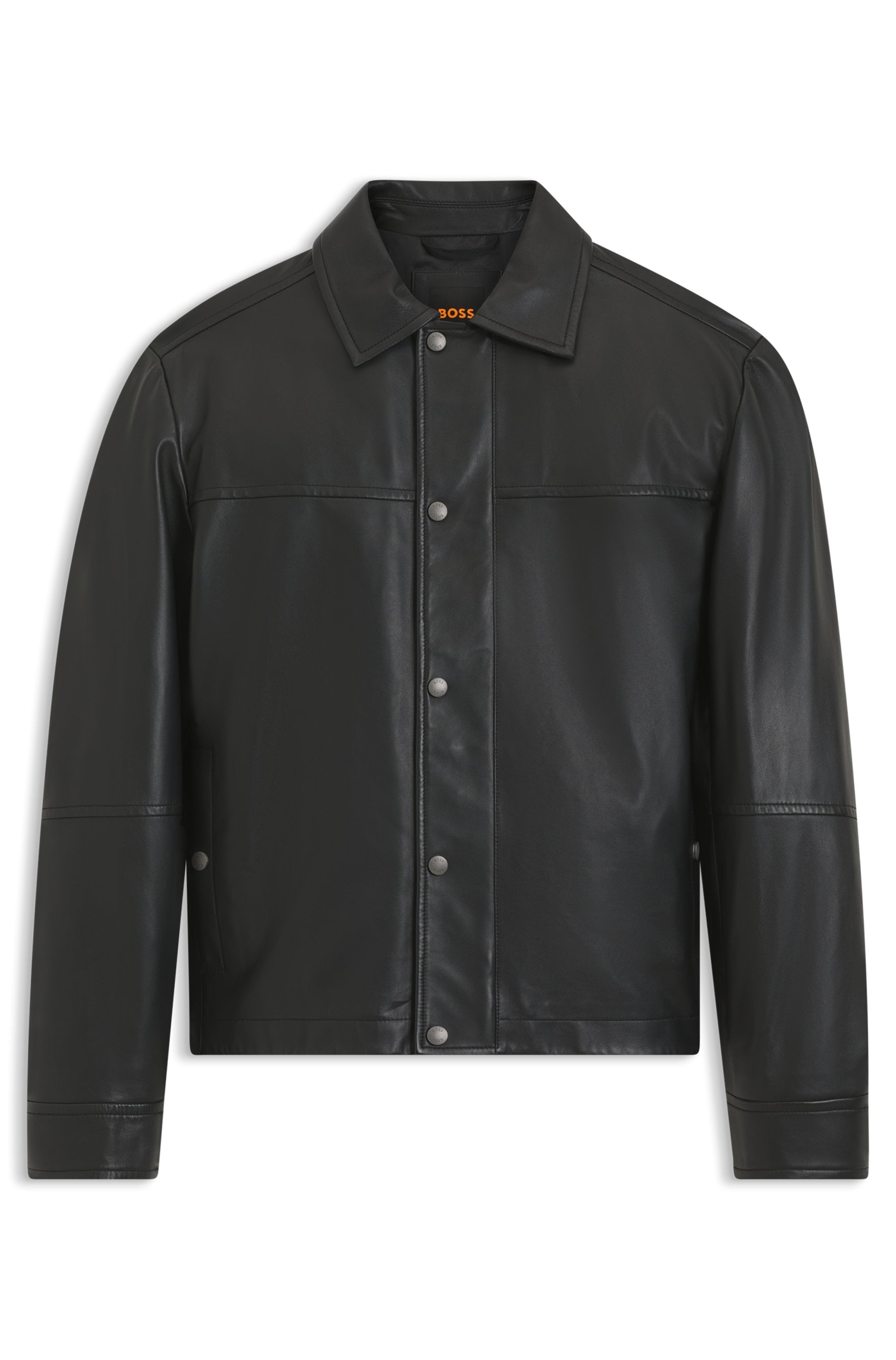 BOSS ORANGE Lederjacke »Joban« Glattes Nappaleder, Regular Fit, Metall-Schriftzug