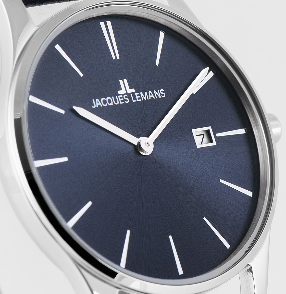 Jacques Lemans Quarzuhr »London, 1-2122C«, Armbanduhr, Damenuhr, Herrenuhr, Datum, Lederarmband