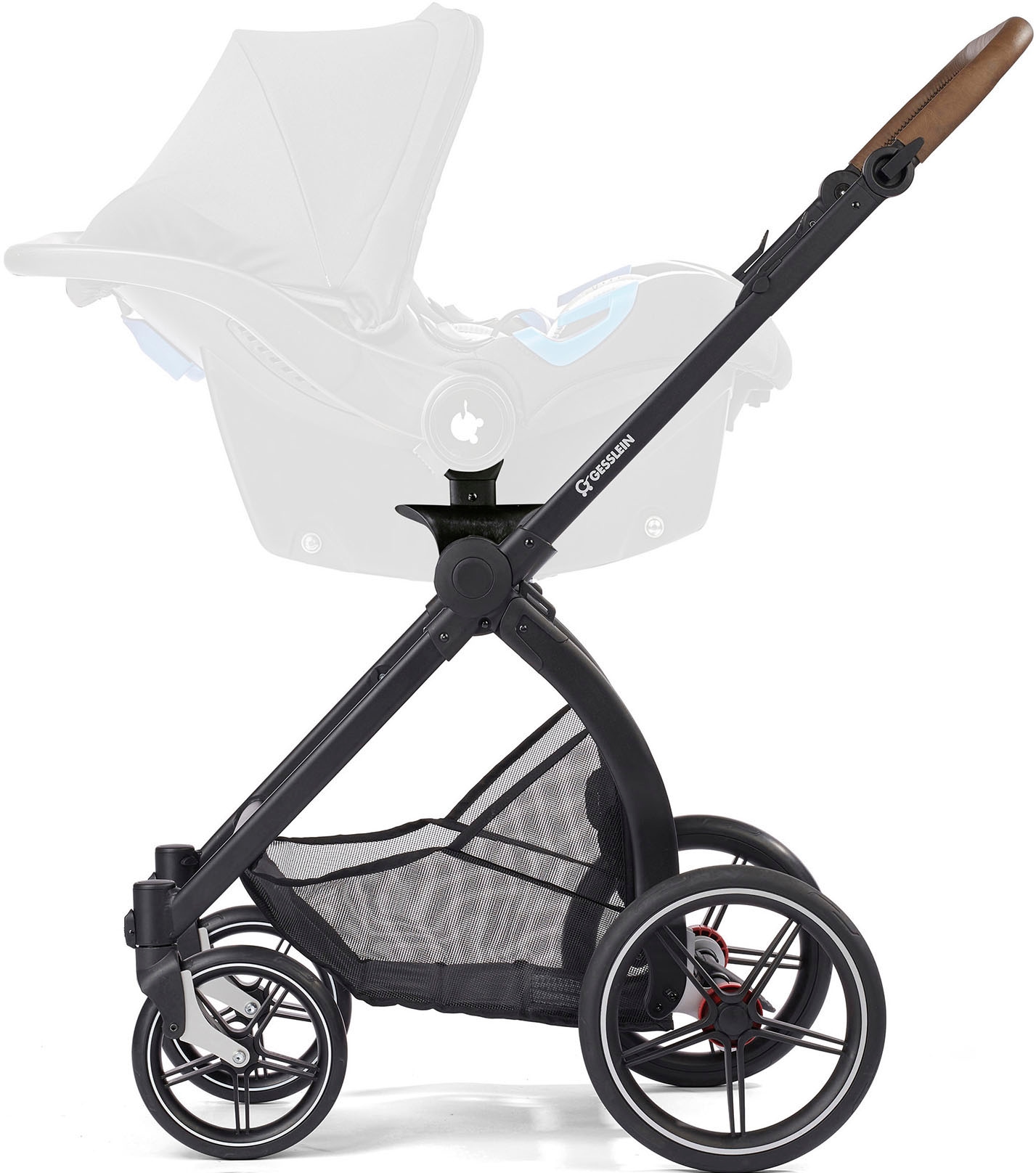 Gesslein Kombi-Kinderwagen »FX4 Soft+ mit Aufsatz Swing schwarz, mintgrün meliert«, mit Babywanne C3 und Babyschalenadapter