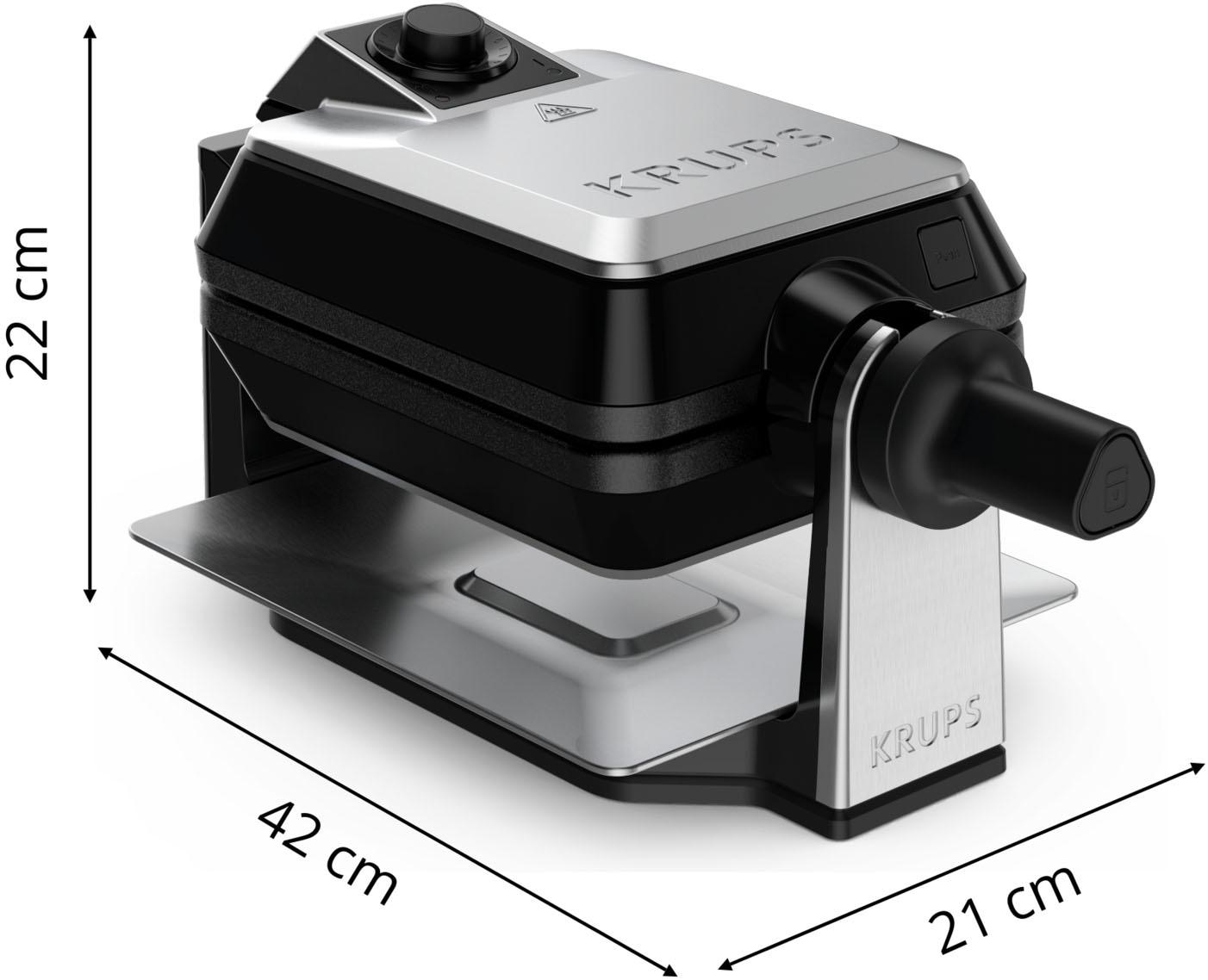 Krups Waffeleisen »Professional, für 2 dicke Waffeln, spülmaschinengeeignete Platten« 1200 W 7 Bräunungsstufen und  Vorheizfunkion, drehbar, Auffangschale, FDD95D