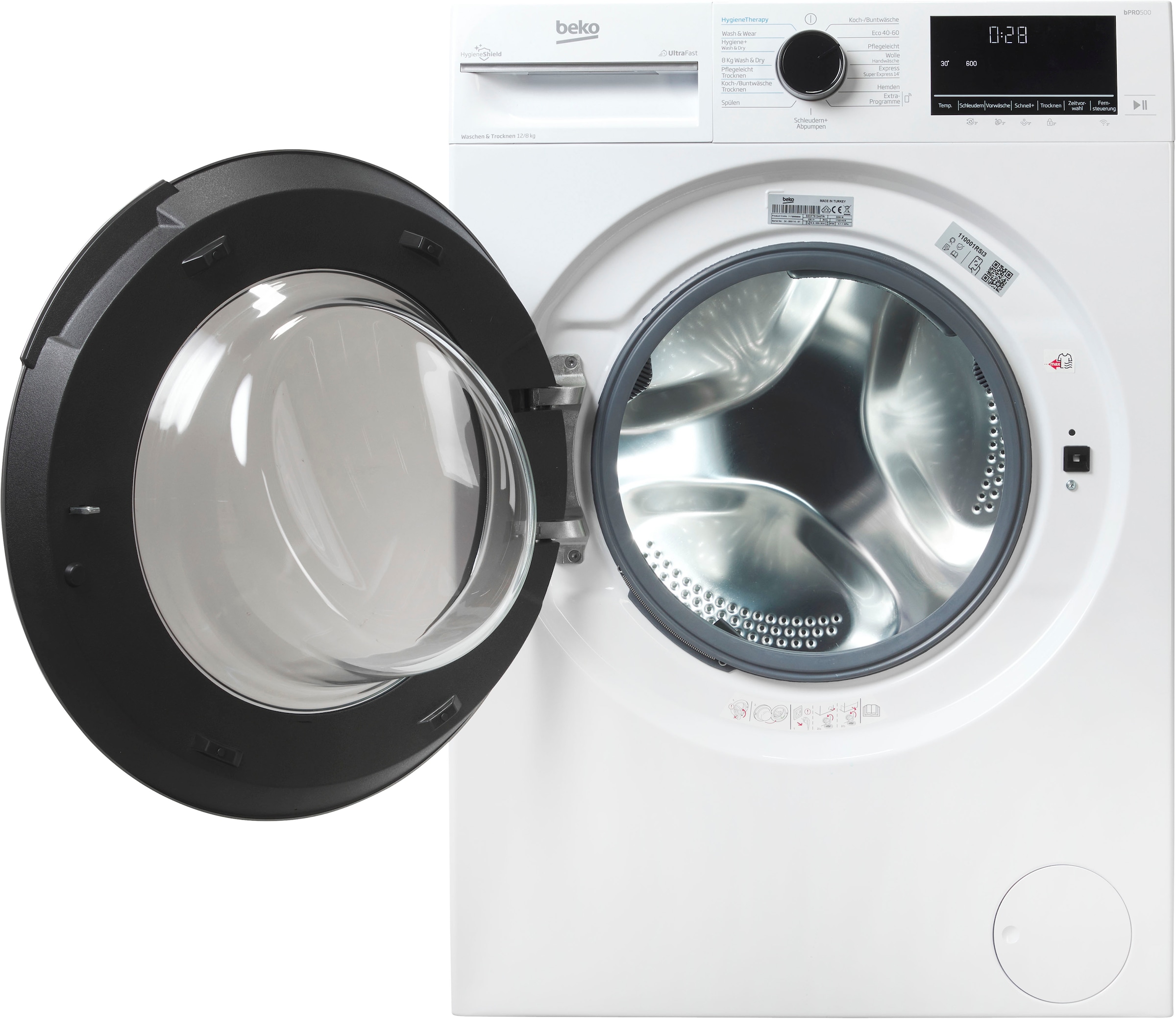 BEKO Waschtrockner »B3DFT512447W«, Vollelektronik, SteamCure-Damp, Wash & Wear