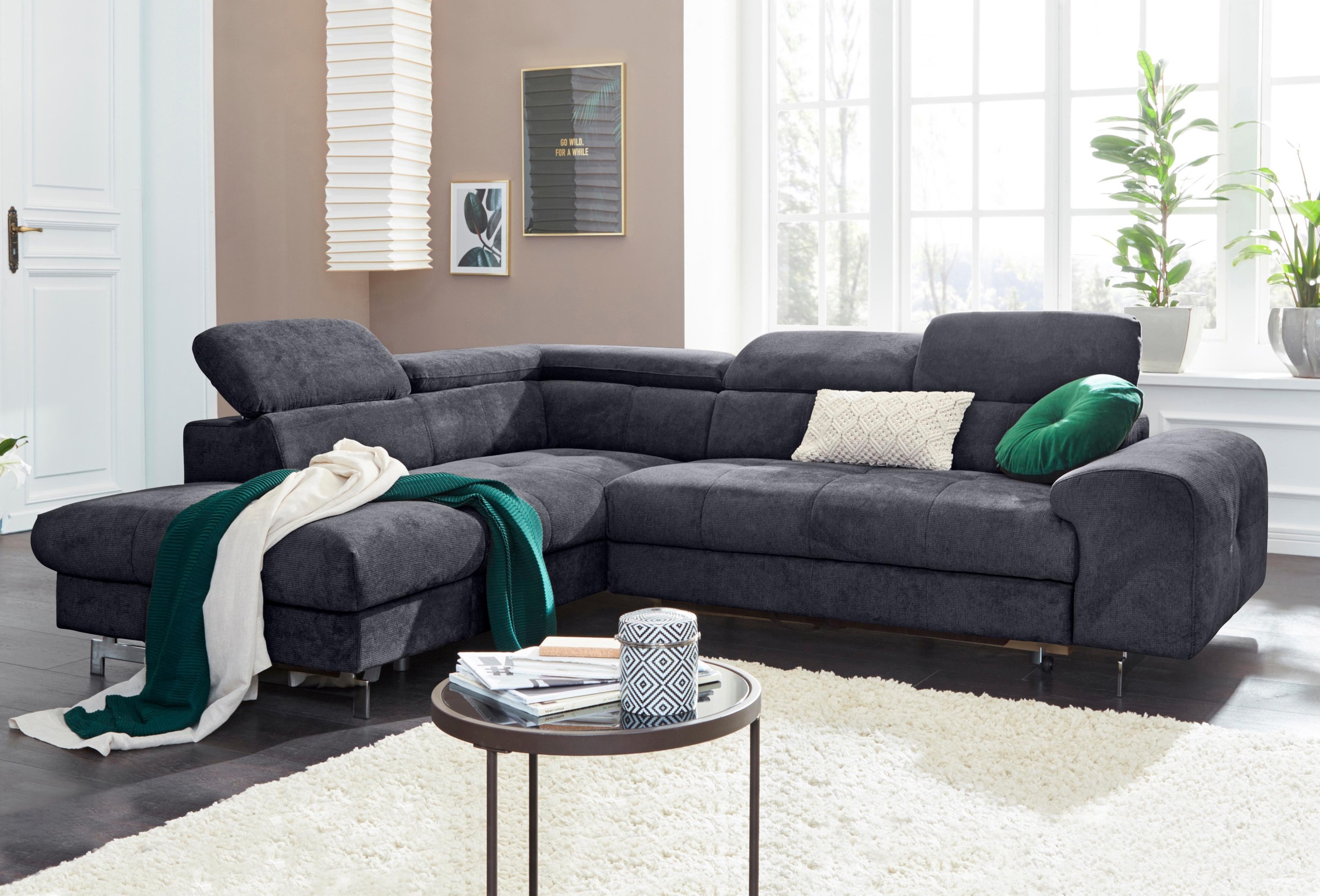 COTTA Ecksofa »Chef L-Form«, mit Kopfteilverstellung, wahlweise mit Bettfunktion