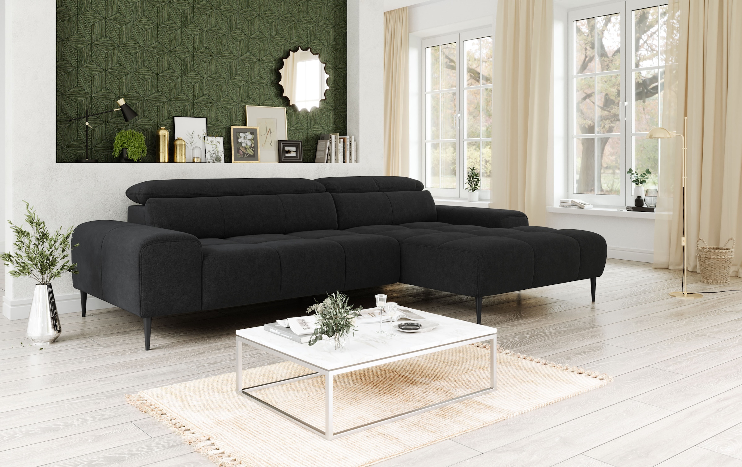 COTTA Ecksofa »Theo L-Form, B: 290 cm« mit Kopfteilverstellung, optional Sitztiefenverstellung