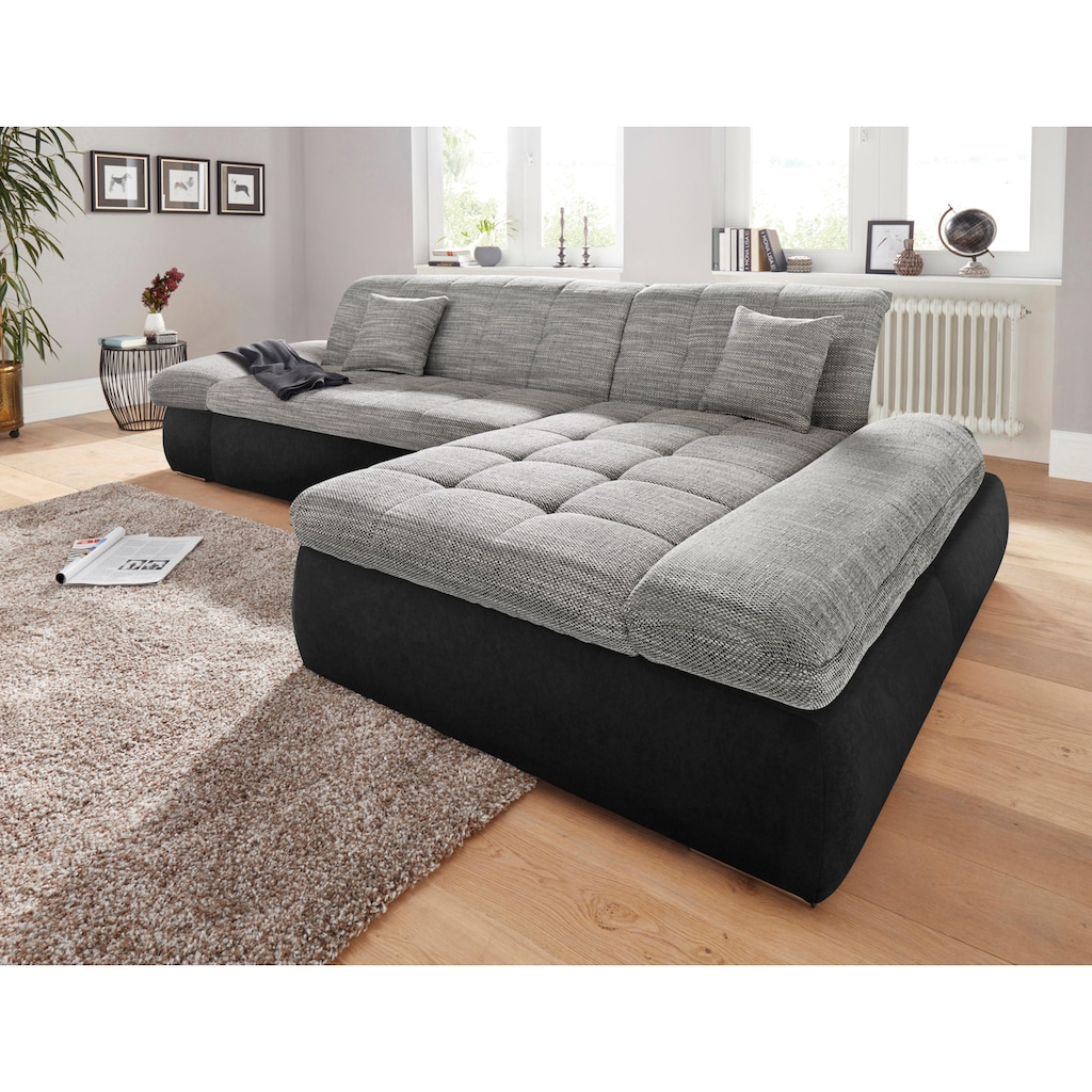 DOMO collection Ecksofa »PB Moric wahlweise mit Bettfunktion + Armteilverstellung, Schlafsofa«, im XXL-Format, B/T/H:300/172/80 cm, feine Steppung