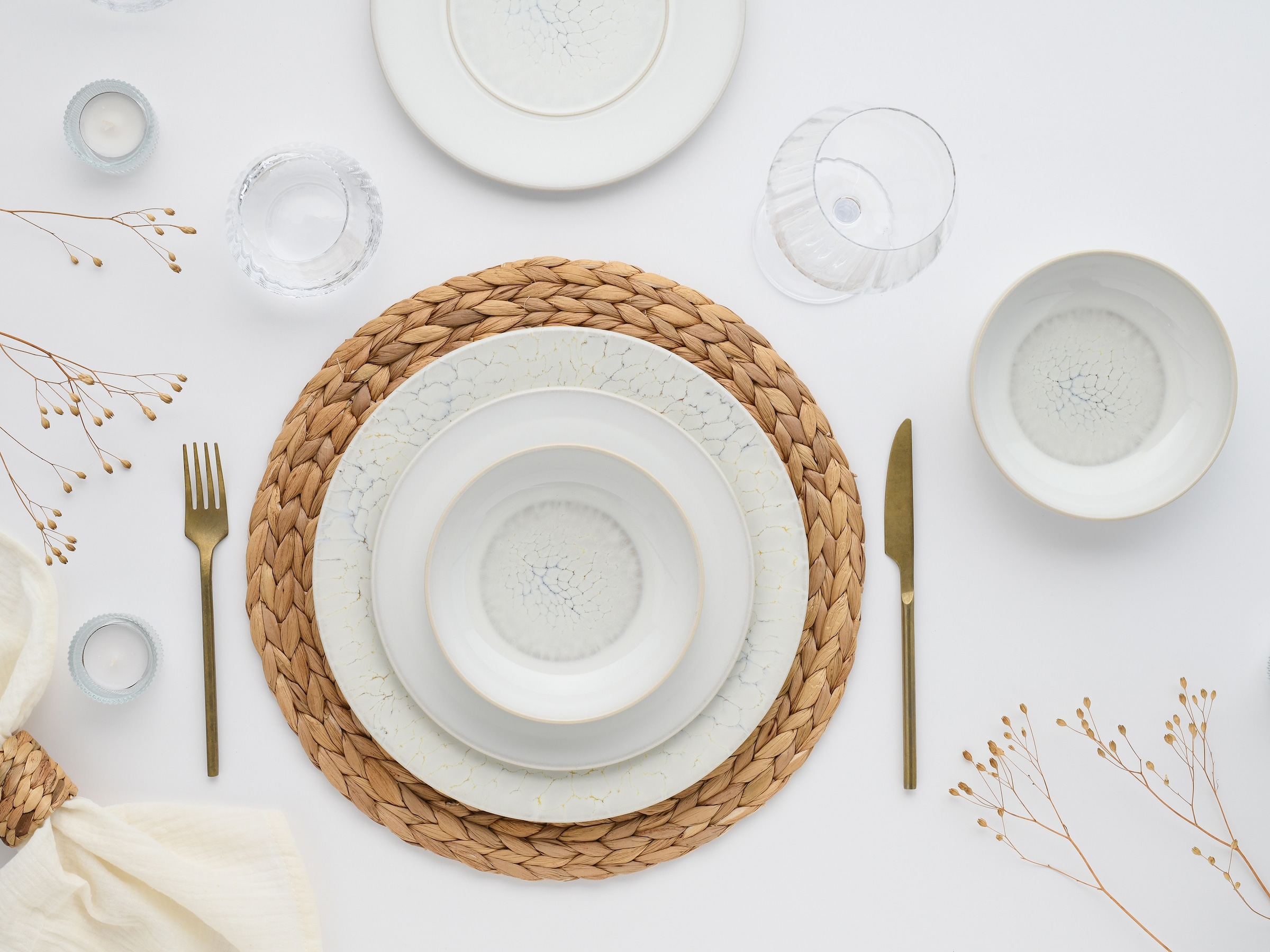 CreaTable Teller-Set »Unico, Teller Set, 12-tlg.« Eleganter Flair, Breite Fahne, Edel