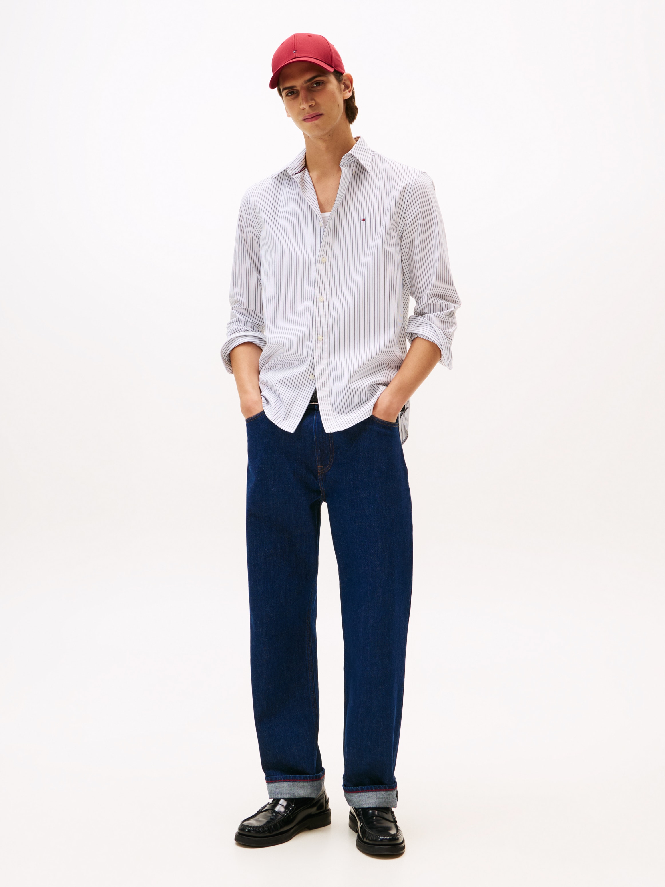 Tommy Hilfiger Langarmhemd »CORE HAIRLINE POPLIN« regular fit, Button-down-Kragen, fein gestreift