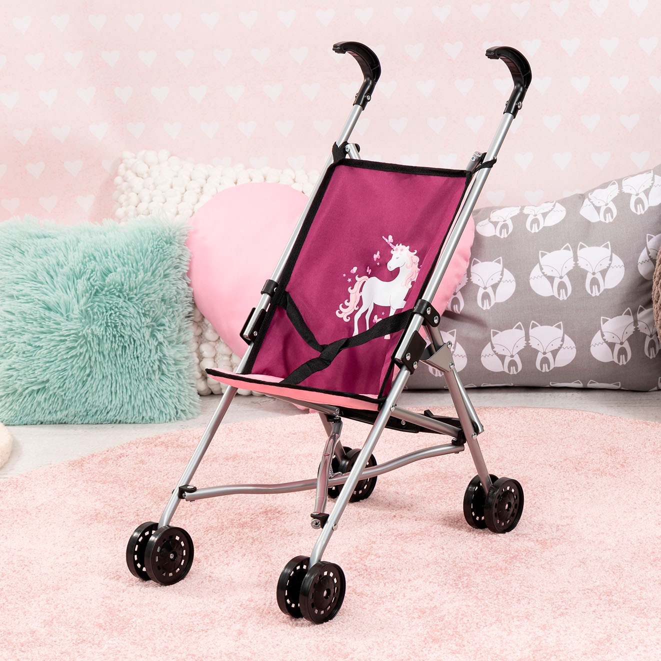 Bayer Puppenbuggy »bordeaux mit Einhorn«