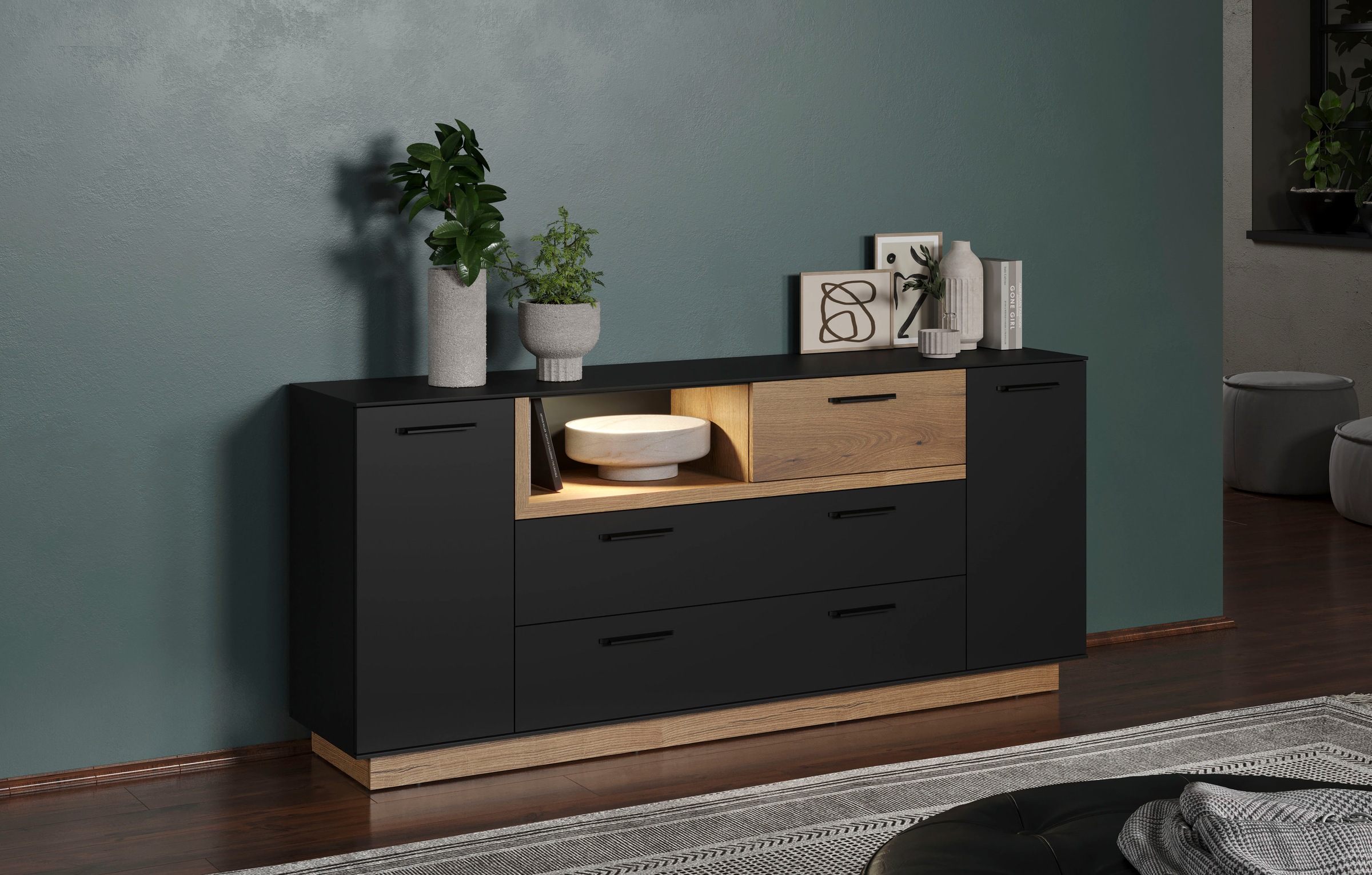 INOSIGN Sideboard »Premont«, (1 St.), Kommode, Breite 187 cm breit, mit viel Stauraum