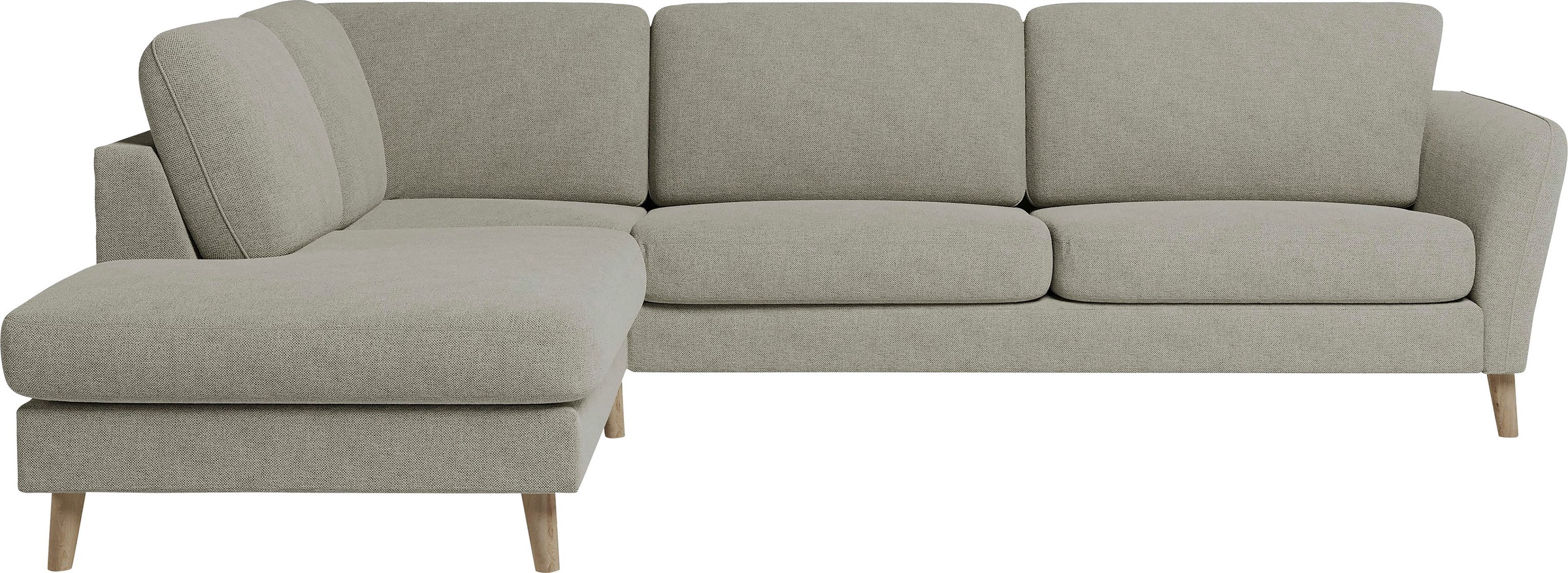 Home affaire Ecksofa »MARSEILLE 278/202 cm, L-Form, Ottom. rechts/links, verschiedene Bezüge«, Massivholzbeine Eiche, Landhausstil, Wellenunterfederung
