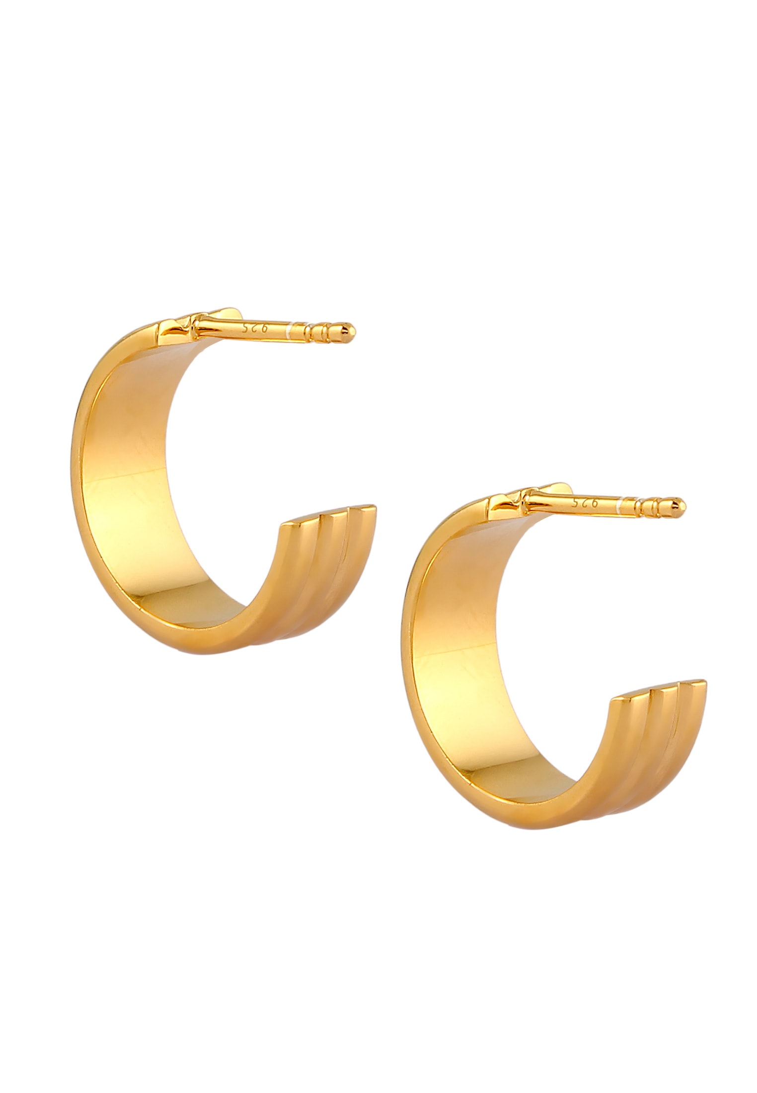 Elli Paar Creolen »Ohrringe Stecker Cerolen Rillen Basic 925 Silber«