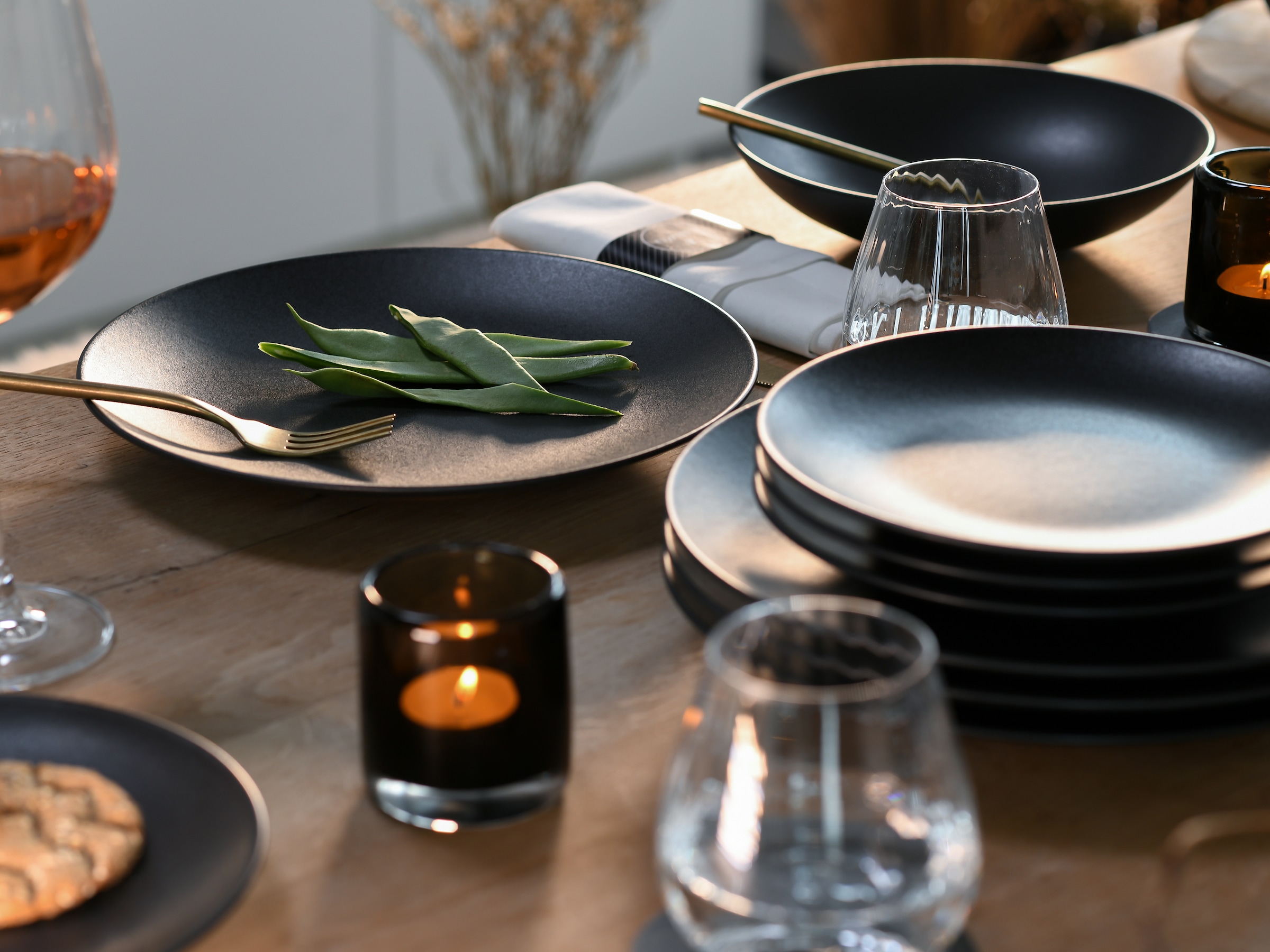 CreaTable Tafelservice »Teller Set, Geschirr-Set Soft Touch Black« Service, schwarz, seidenmatte Glasur, 12 Teile, für 4 Personen