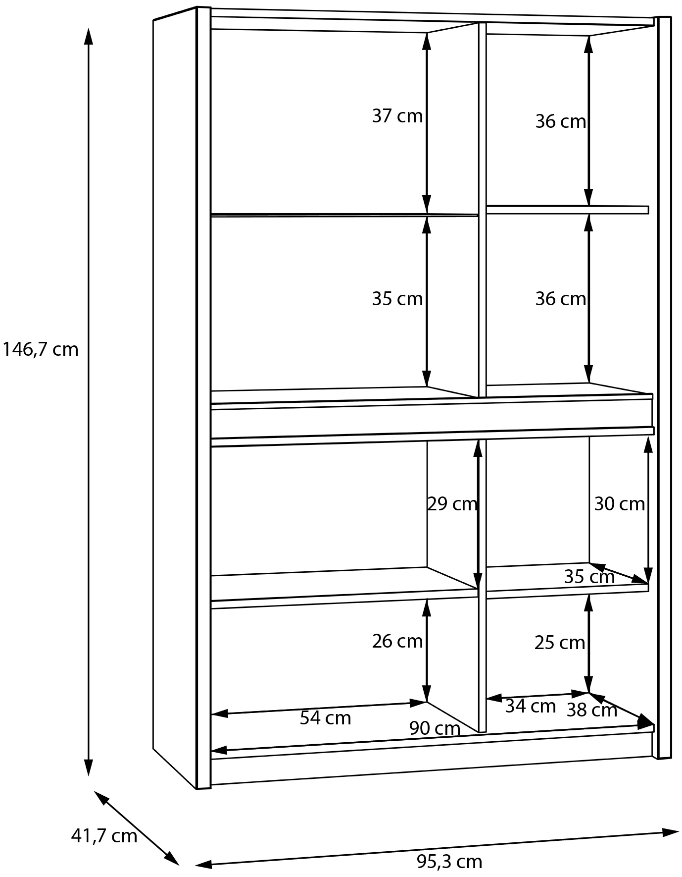 FORTE Vitrine »Oak Square«, Highboard, Beleuchtung, SoftClose