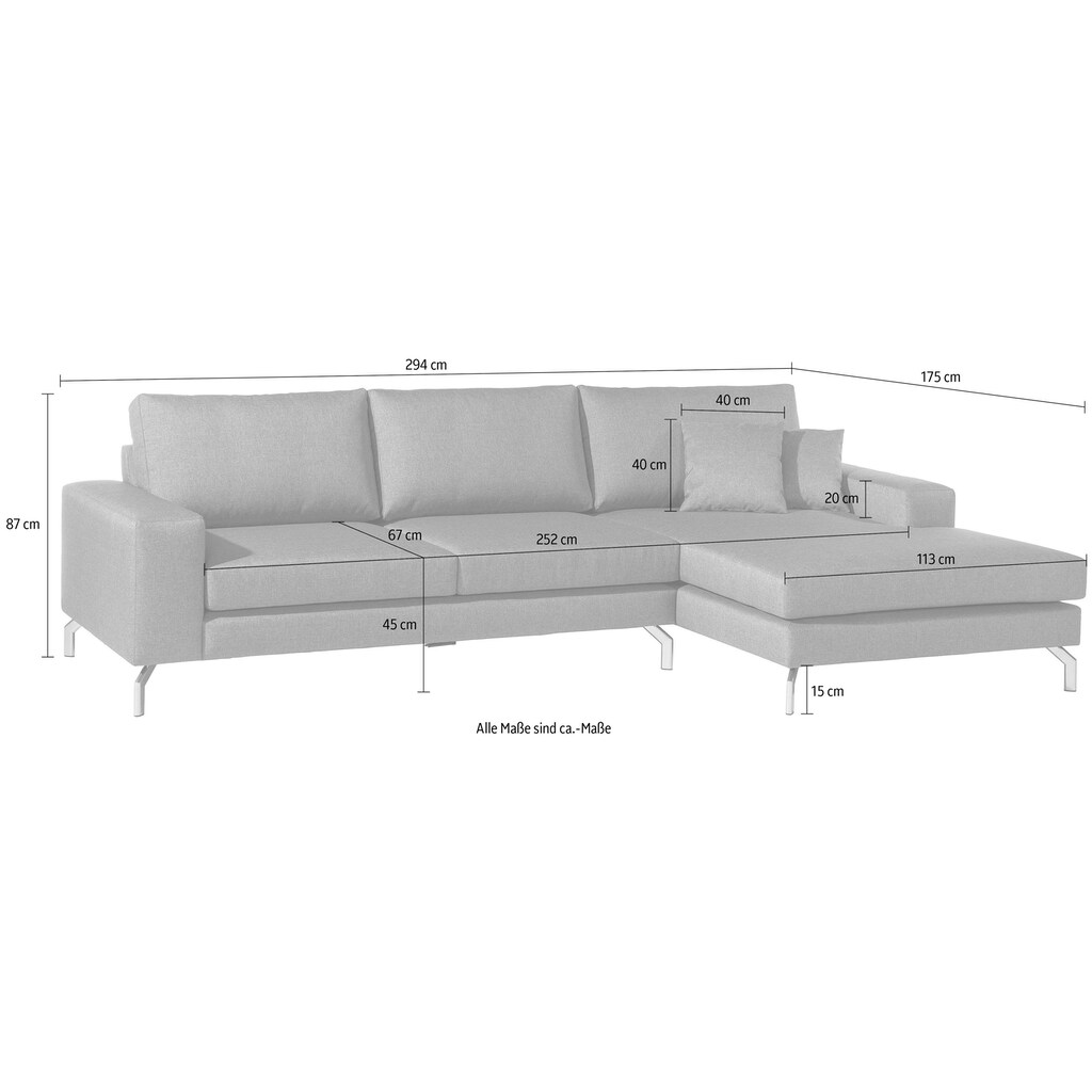 Max Winzer® Ecksofa »Flori«, mit Longchair links oder rechts, inklusive Zierkissen