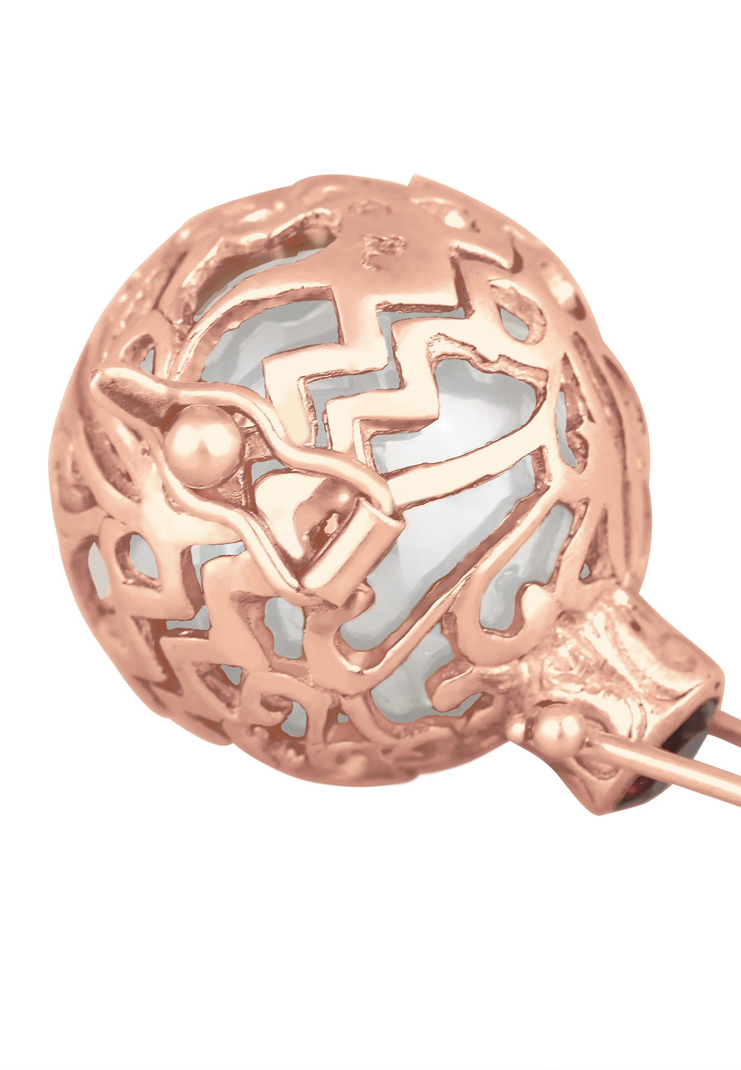 Nenalina Lange Kette »Halskette Engelsflüsterer Granat (16 mm) Flügel 925 Silber«