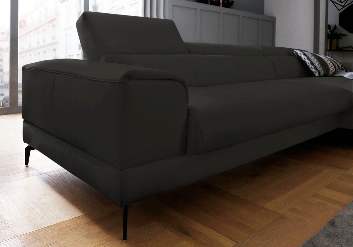 W.SCHILLIG Ecksofa »piedroo, Designsofa mit tollem Sitzkomfort, bequem, L-Form«, Kopfteilverstellung, wahlweise mit Sitztiefenverstellung, Breite 343cm