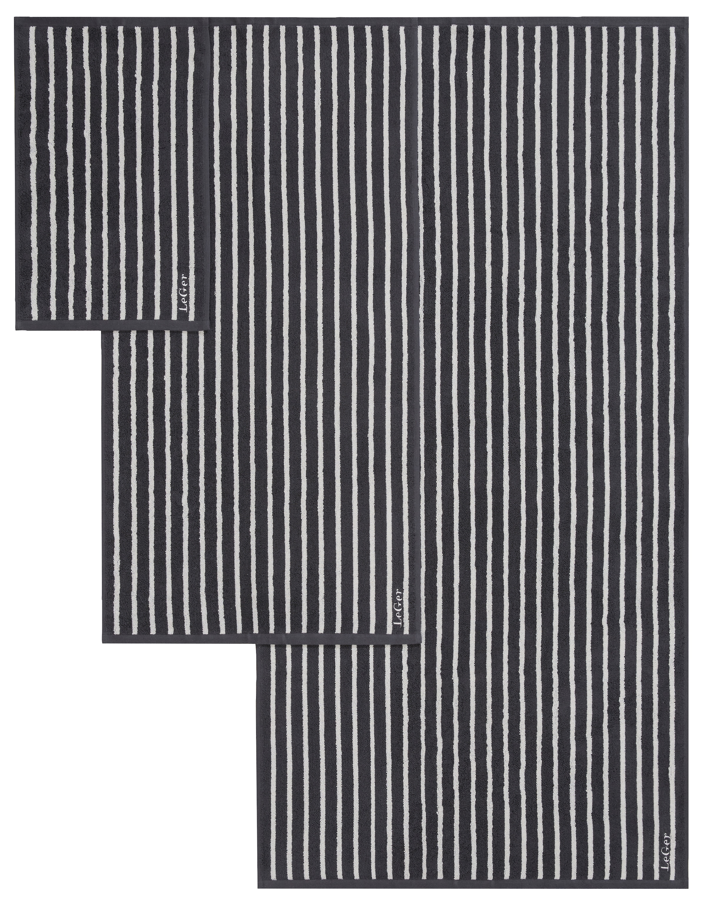 LeGer Home by Lena Gercke Handtuch Set »Tamsin, Duschtücher, Handtücher, Gästetücher, Premium 500 gr/m²« Set 6 Stk. Frottier mit Logostikerei, 100% Baumwolle, gestreift, weich, 5 Jahre Garantie