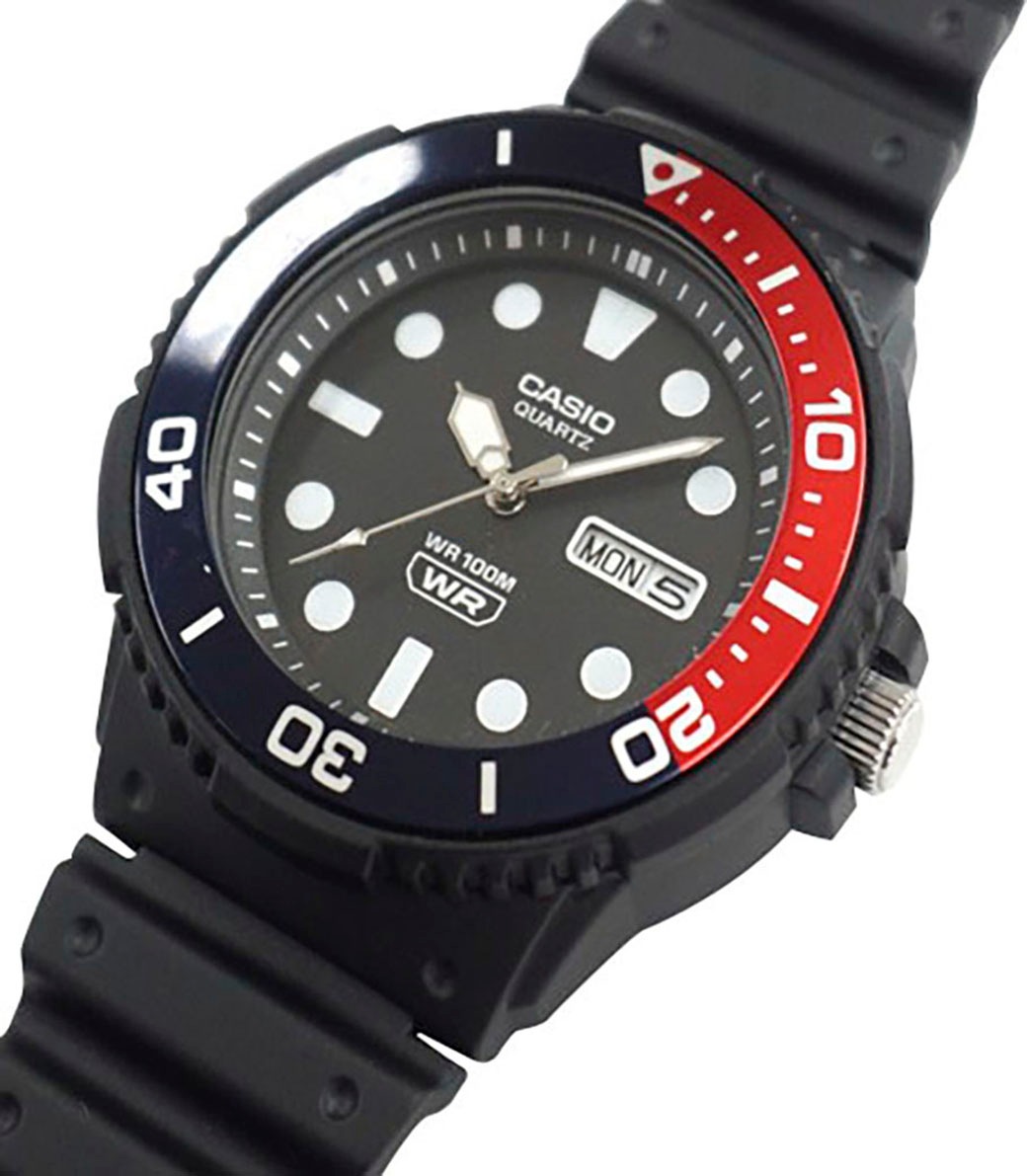 CASIO TIMELESS COLLECTION Quarzuhr Armbanduhr, Herrenuhr, Wochentag, bis 10 bar wasserdicht, Resinarmband
