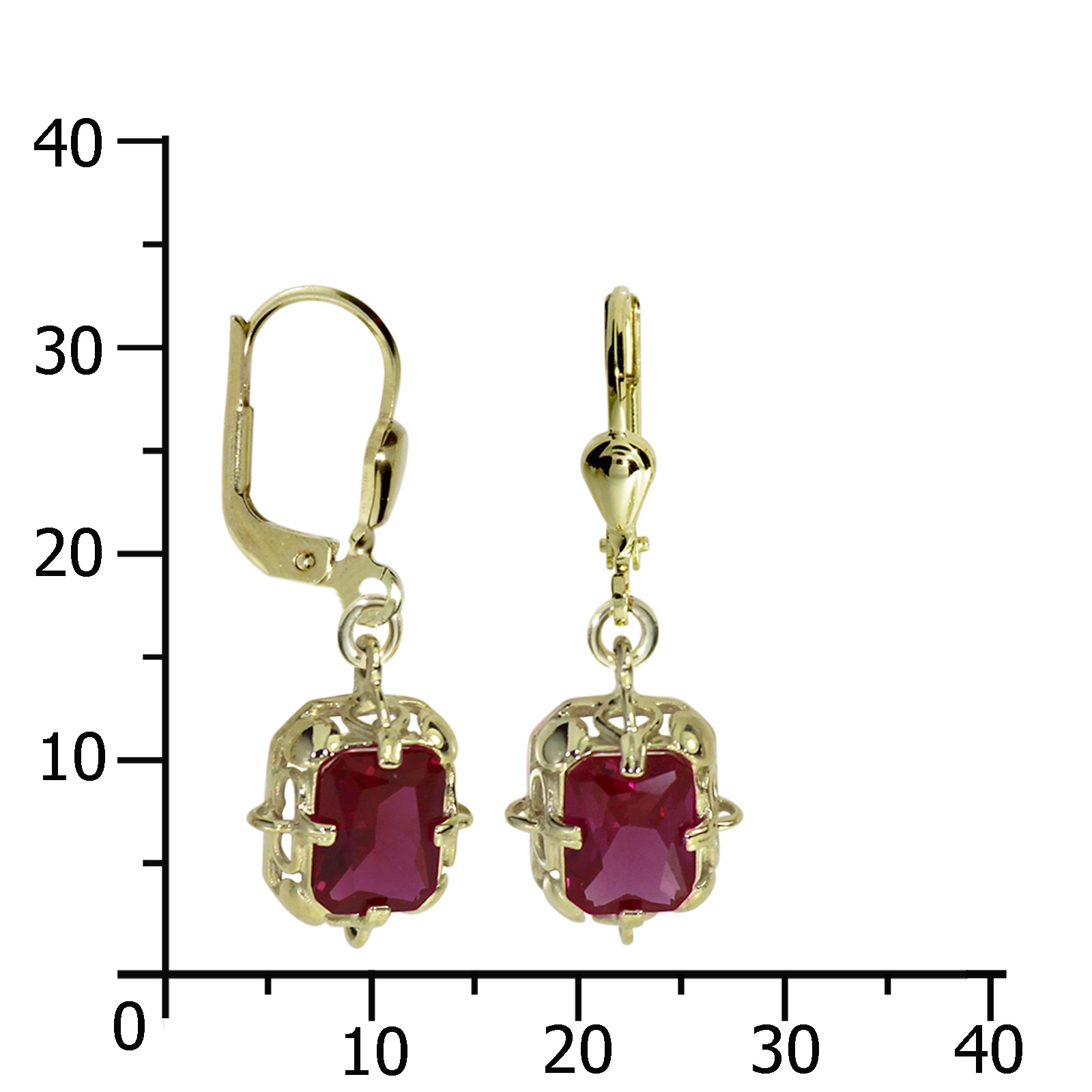 OSTSEE-SCHMUCK Paar Ohrhänger »- Annerose 8x6 mm - Gold 333/000 - sy. Rubin«