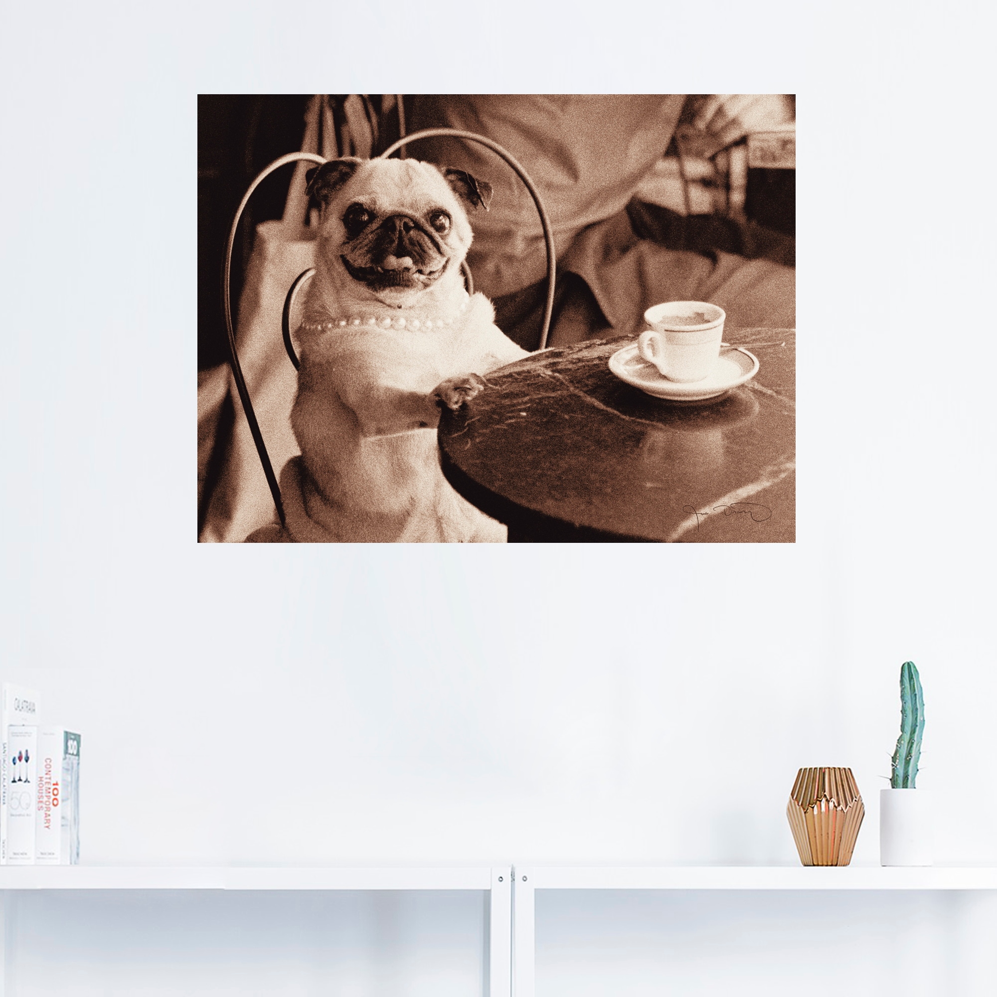 Größen (1 Wandbild Haustiere, oder Wandaufkleber St.), Poster versch. »Kaffee Leinwandbild, Mops«, Artland in als bequem kaufen