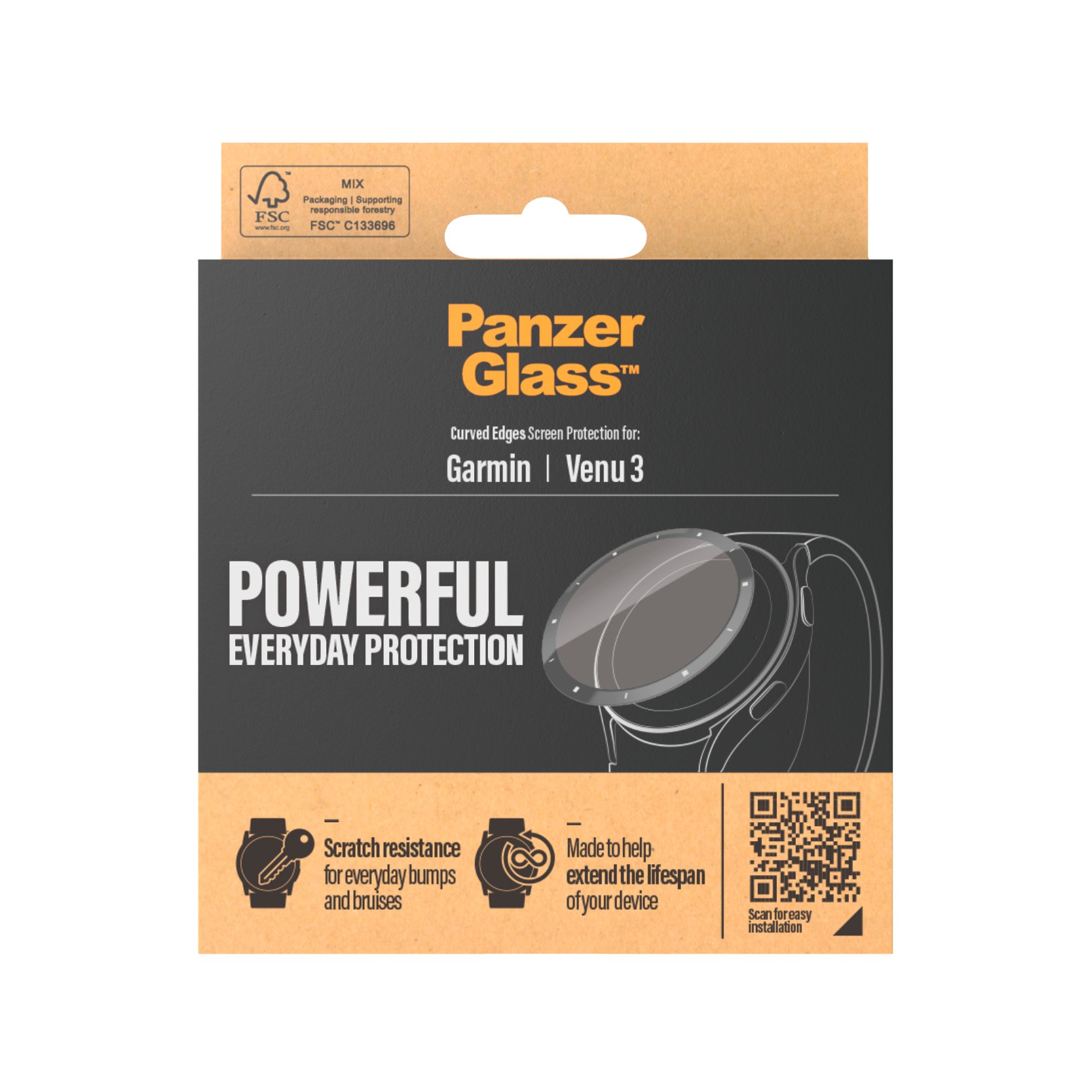 PanzerGlass Displayschutzglas »Curved Edges Screen Protector«, für Garmin Venu 3, Displayschutzfolie, Schutzfolie, Bildschirmschutz, kratz- & stoßfest