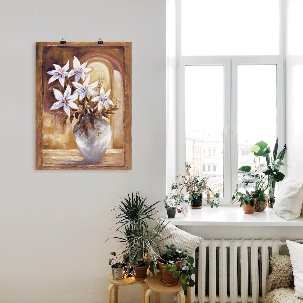 Artland Wandbild »Weiße Blumen in Vase II«, Blumen, (1 St.)