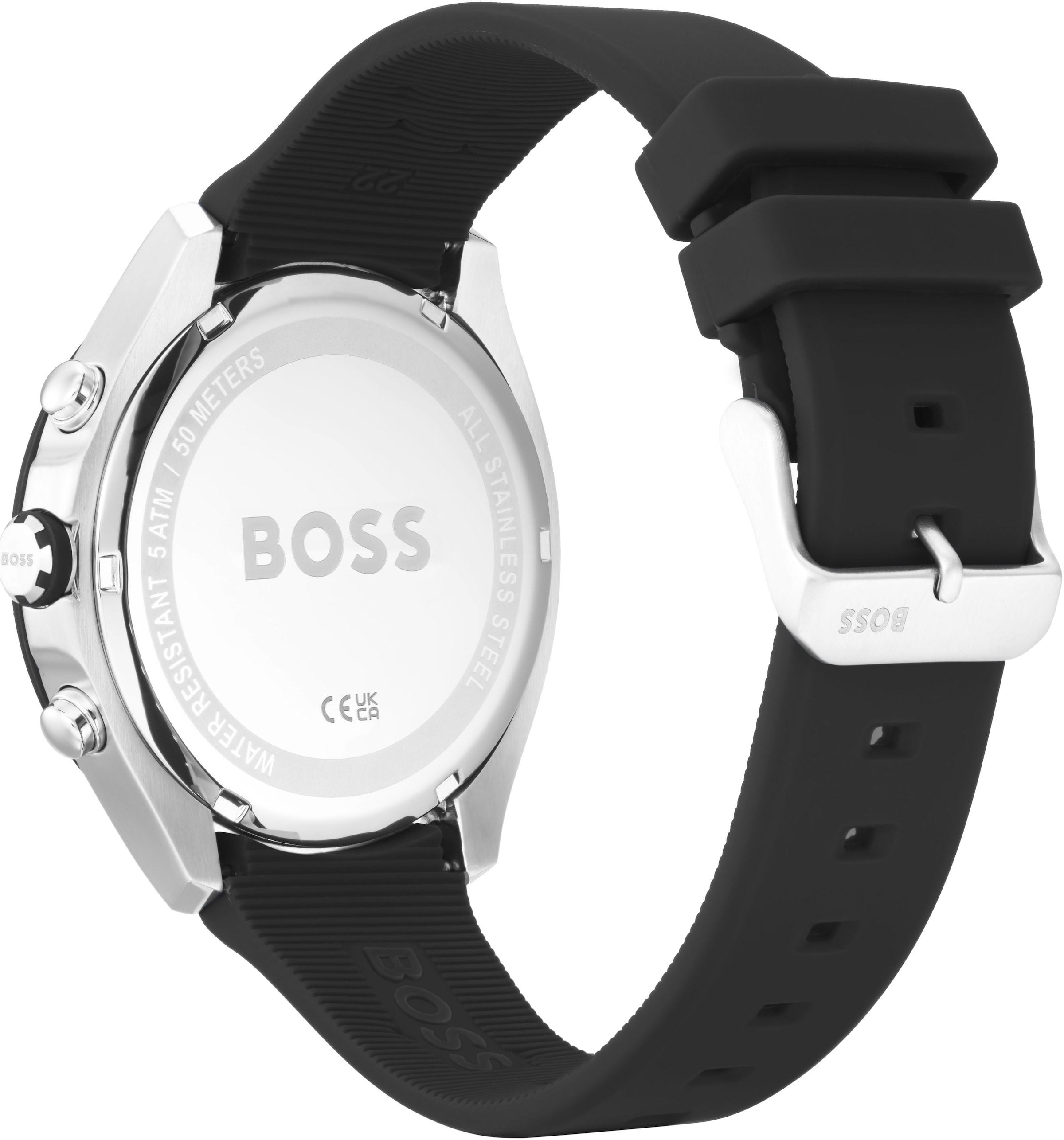 BOSS Chronograph »Velocity, 1513716«, Quarzuhr, Herrenuhr, Armbanduhr, Stoppfunktion, Silikonarmband