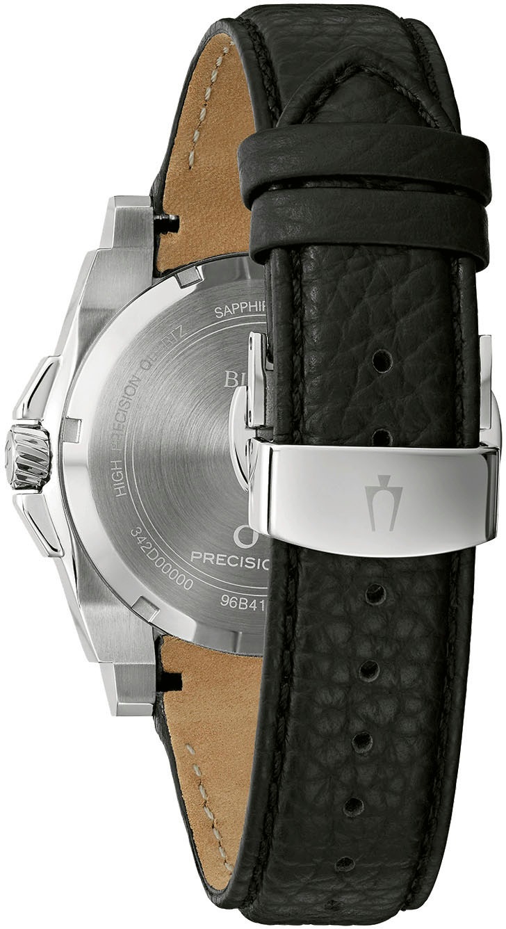 Bulova Quarzuhr, Armbanduhr, Herrenuhr, Lederarmband, Saphirglas, Datum