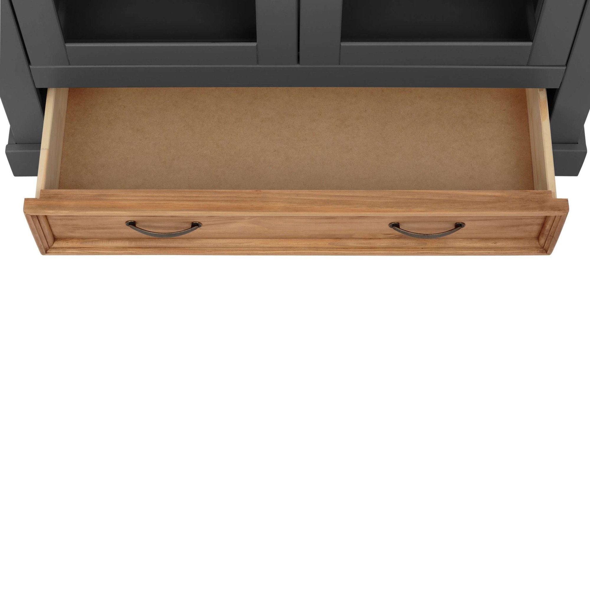 Home affaire Vitrine »Selma Highboard«, aus massivem Kiefernholz, mit Griffen aus antikisiertem Metall