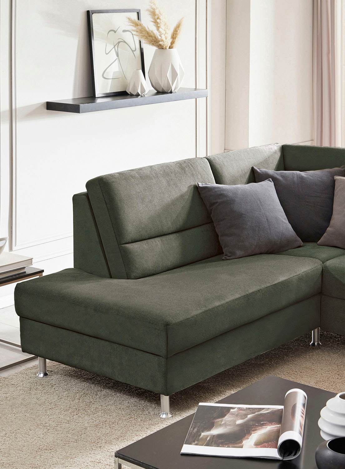 CALIZZA INTERIORS Ecksofa »Onyx L-Form«, Ottomane links oder rechts, wahlweise mit Bettfunktion, Breite 257 cm
