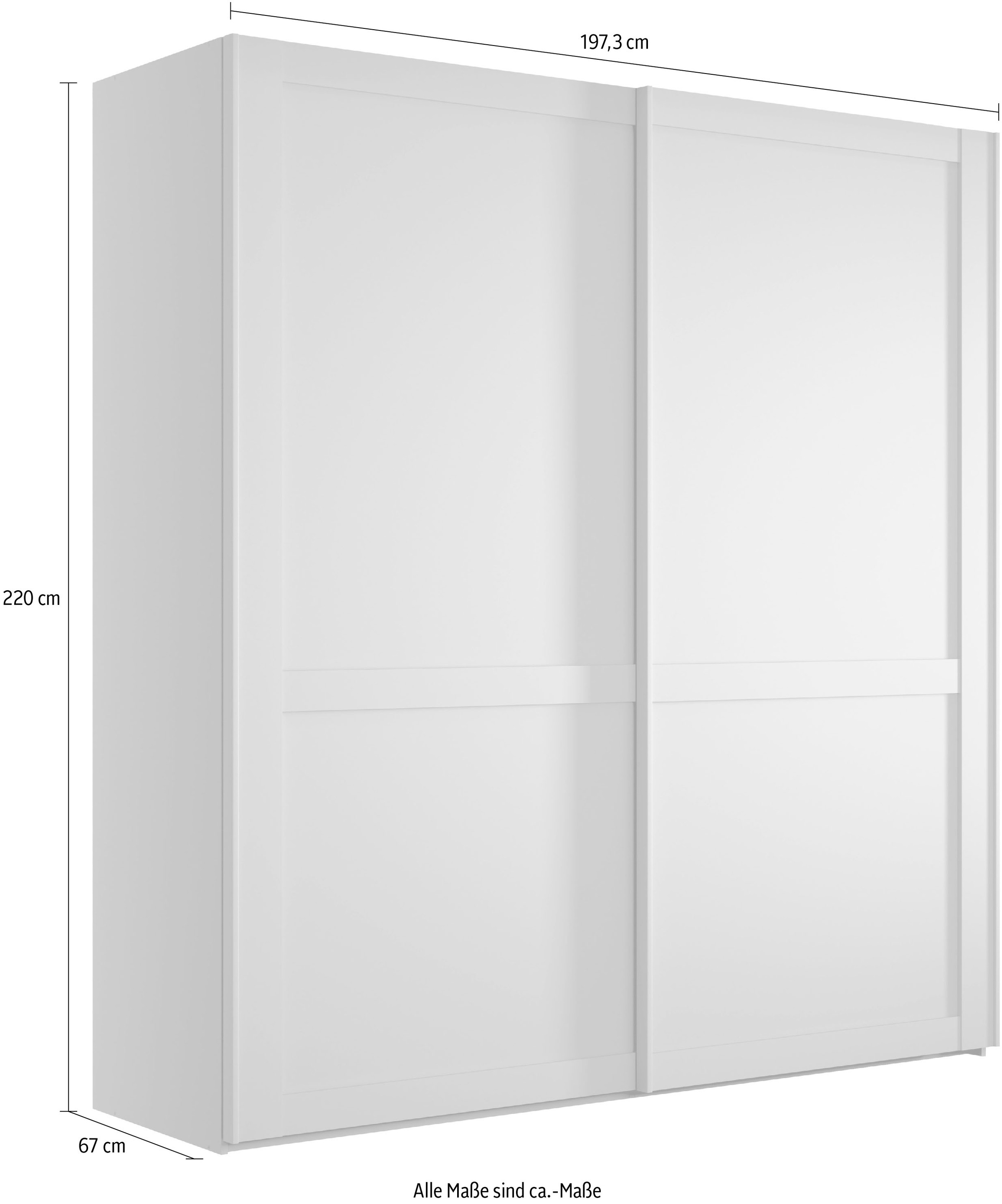 WIEMANN Schwebetürenschrank »Göteborg« Querriegel und Griffleisten im Korpusfarbton