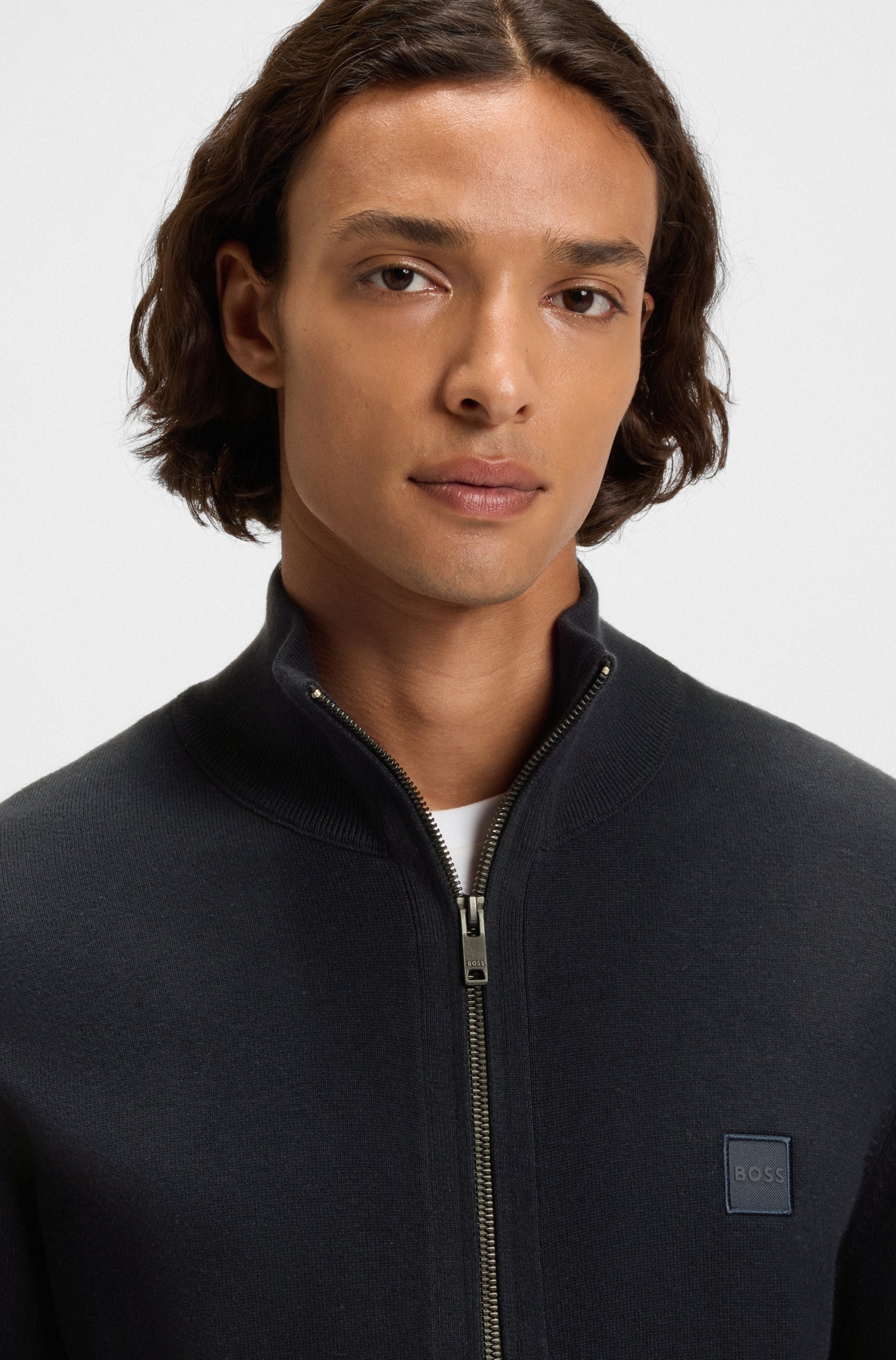 BOSS ORANGE Strickjacke »Kanozip« mit Reißverschluss