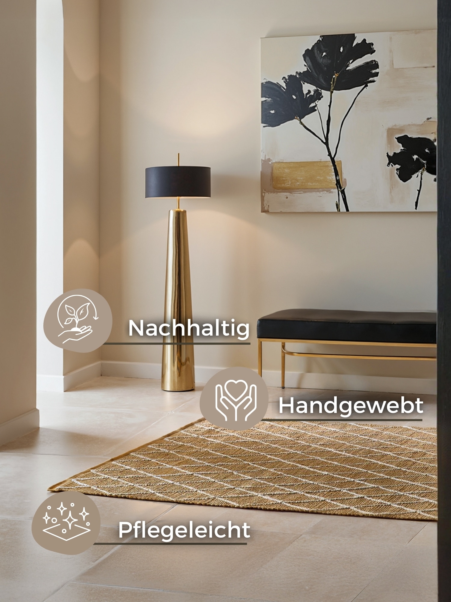 HANSE Home Teppich »Kunu Juteteppich«, rechteckig, 10 mm Höhe, Naturfasern, Jute mit Baumwolle, Wohnzimmer, Diele, Flur, Boho, Skandi