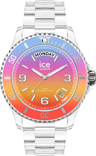 Quarzuhr »ICE clear sunset - Energy - Medium - DAYDATE, 021436«, Armbanduhr, Damenuhr,...