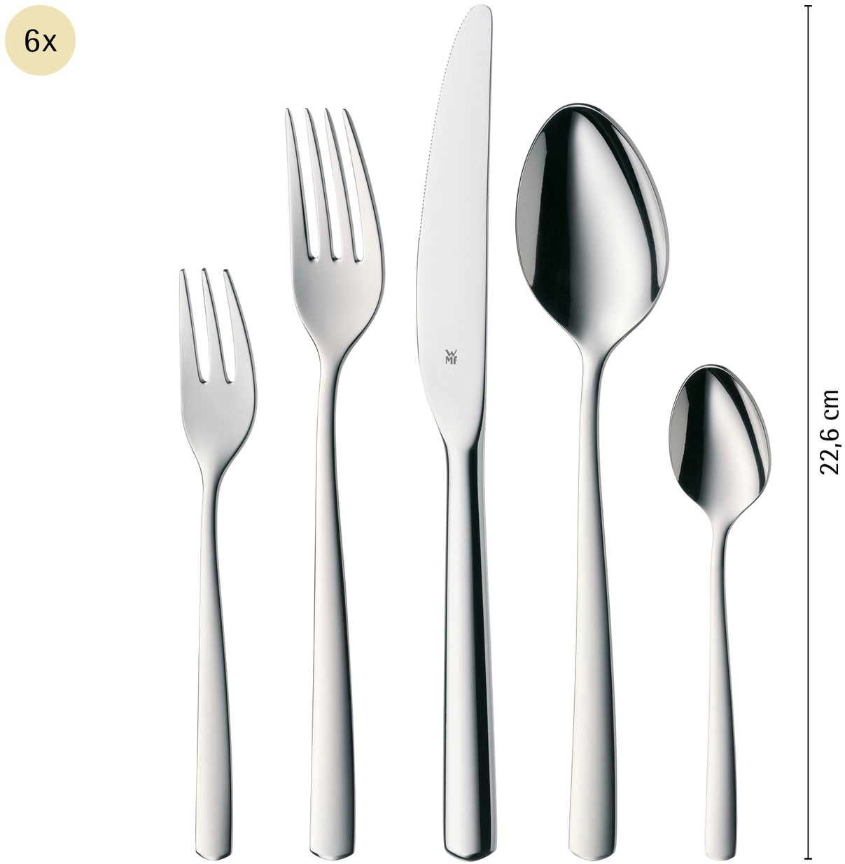 WMF Besteck-Set »Boston in edler Optik, ergonomische Haptik, Messer mit Wellenschliff« optimale Schärfe, rostfrei, edel, hochwertiger Besteckkasten