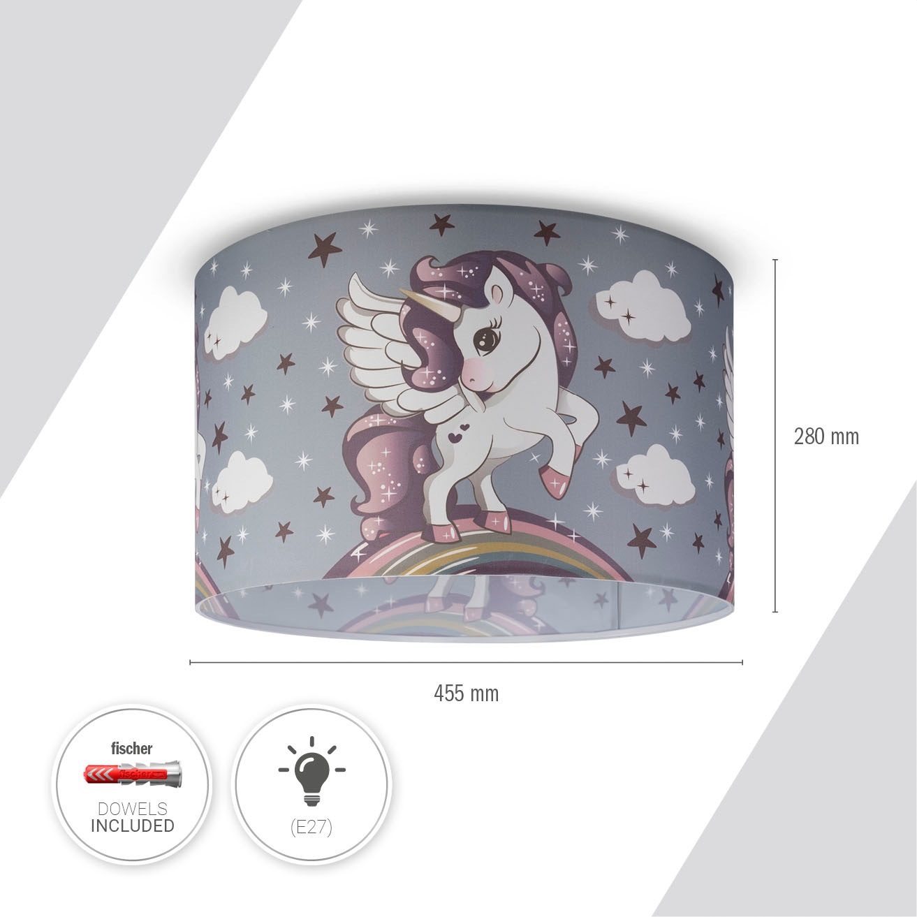 Paco Home Deckenleuchte »Hugo Cosmo 213« E27 Kinderlampe  LED  Kinderzimmer Lampe Mit Einhorn, E27