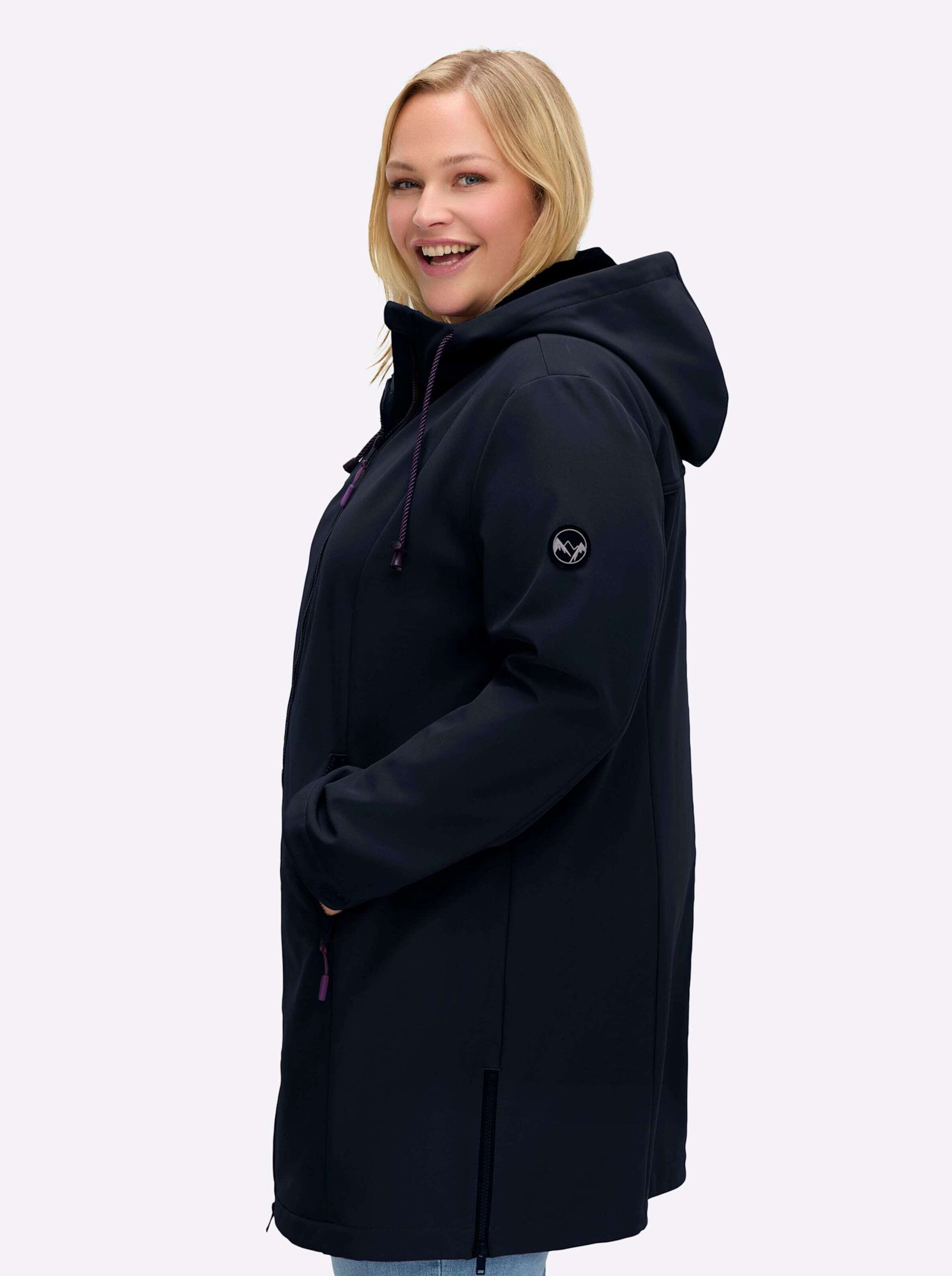 Sheego Softshelljacke »Softshell-Jacke Softshelljacke mit Kapuze und Tunnelzug« mit Kapuze