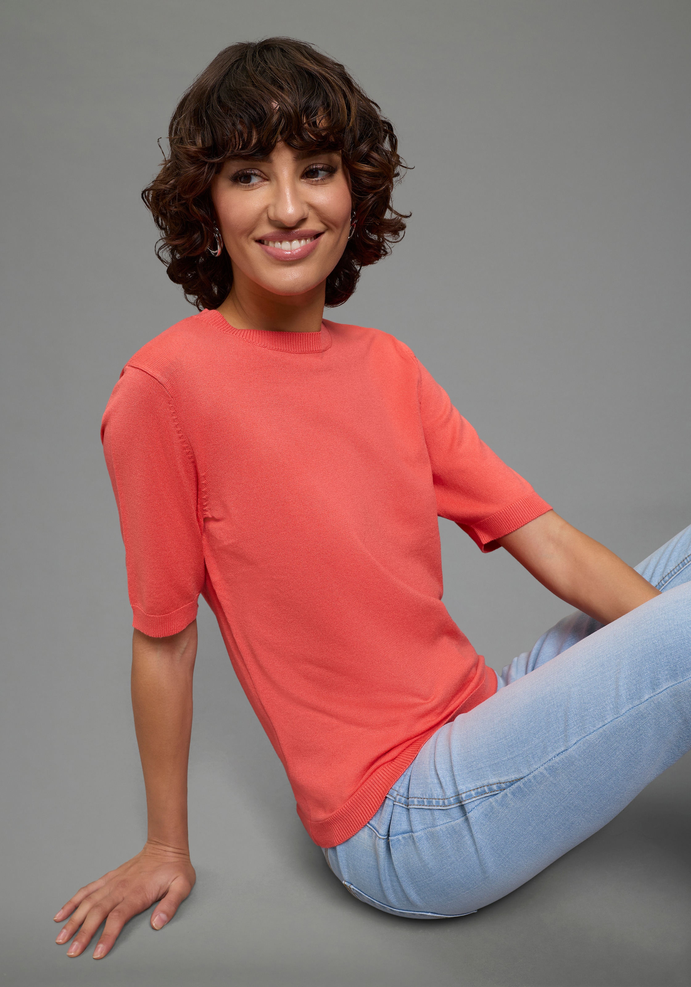 Flashlights Kurzarmpullover aus Viskosemischung mit modernem Schnitt