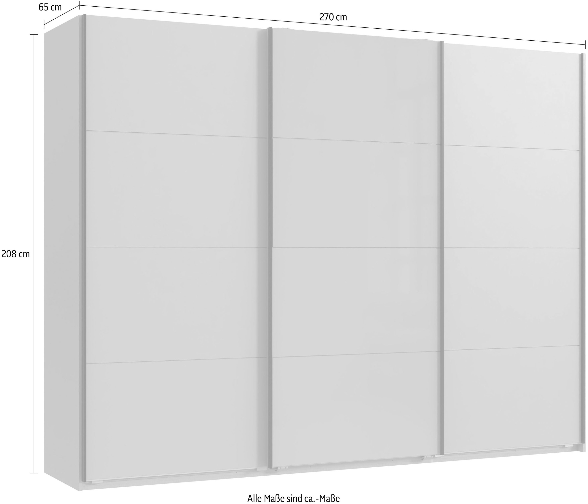 Wimex Kleiderschrank »Tilburg, Metallgriffe, Made in Germany«, (Breite 270cm wahlweise mit 2 oder 3 Türen), mit Schwebetüren, jeweils 1 Glaselement, 180, 225 oder 270cm breit