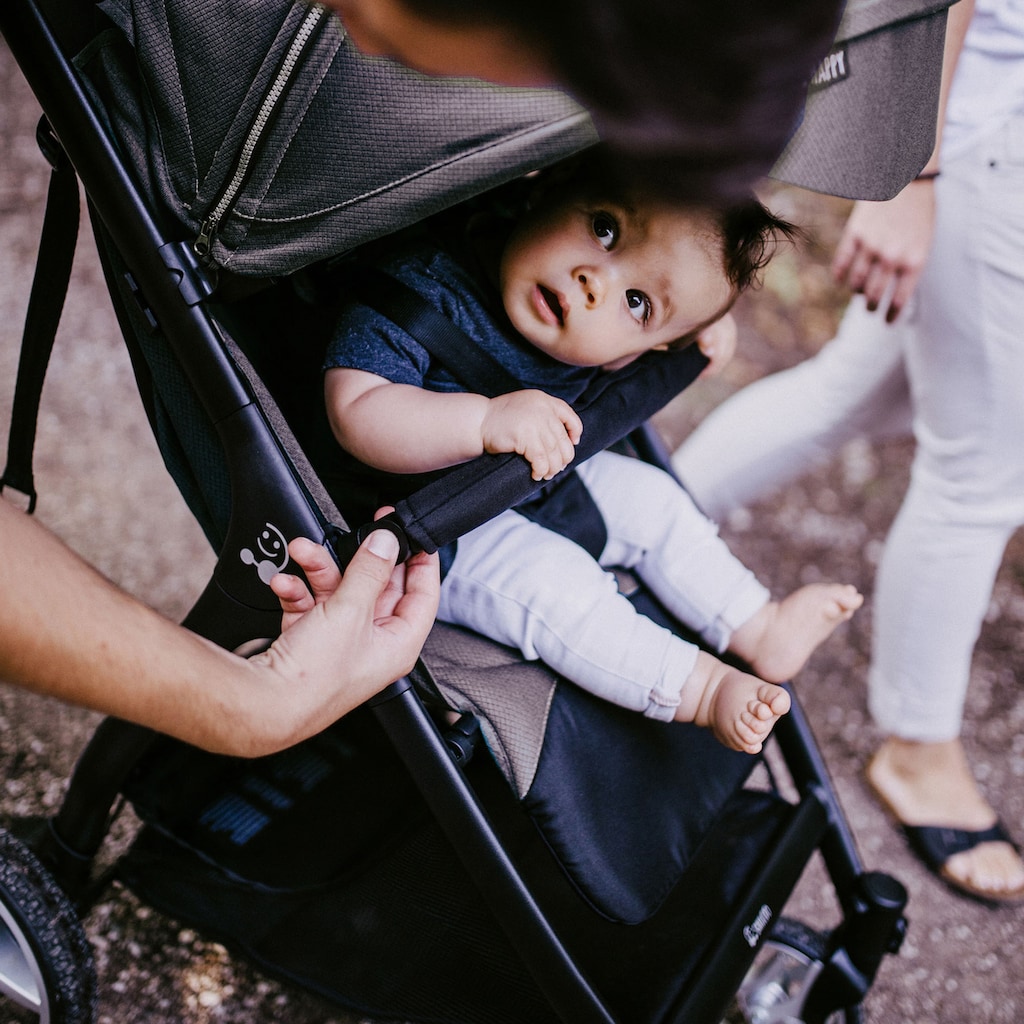 Gesslein Kinder-Buggy »Smiloo Happy +, schwarz/cognac, stahlgrau«, mit Einhand-Faltmechanismus; Kinderwagen