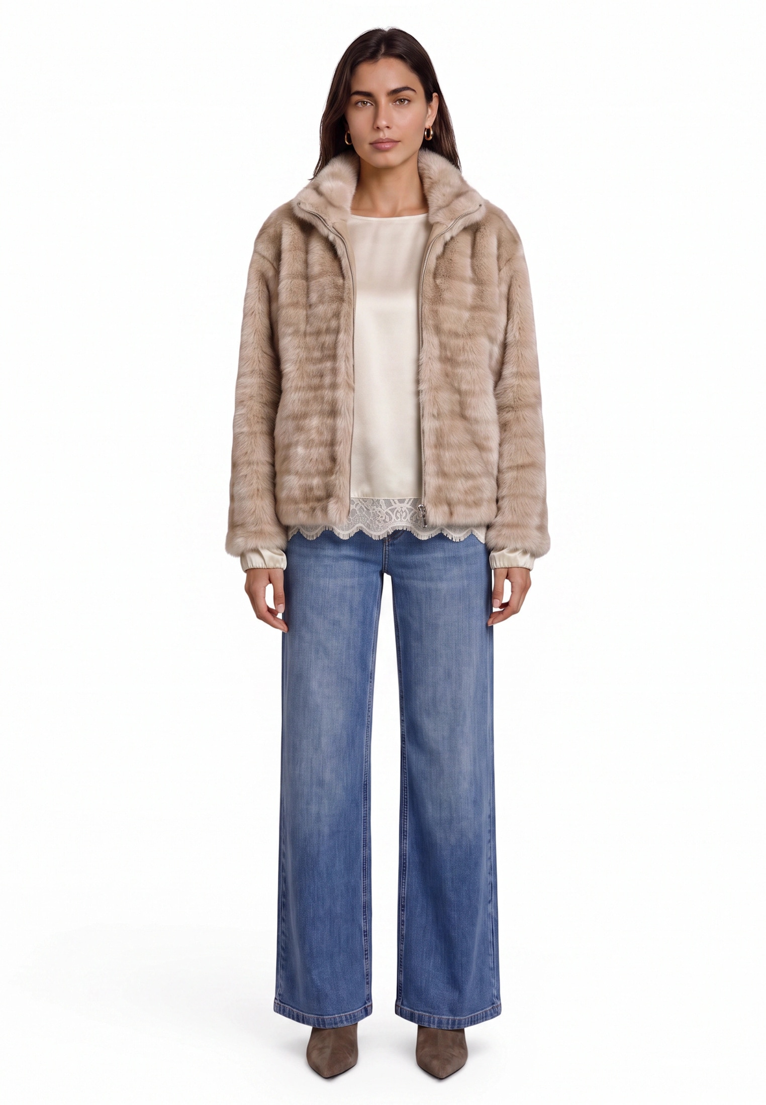 Zero Plüschjacke »Plüschjacke mit Reißverschluss«