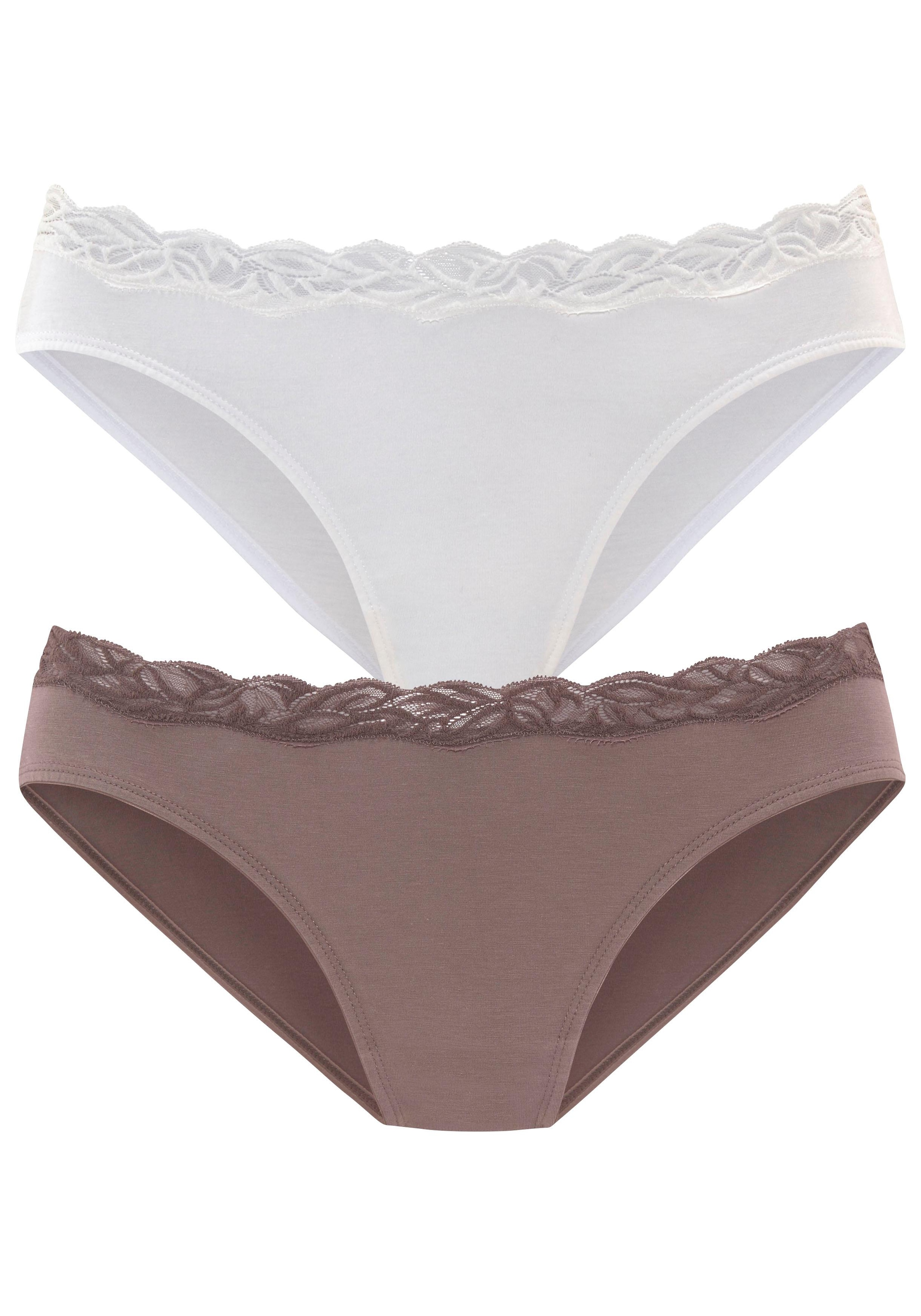 LASCANA Bikinislip, mit floraler Spitze