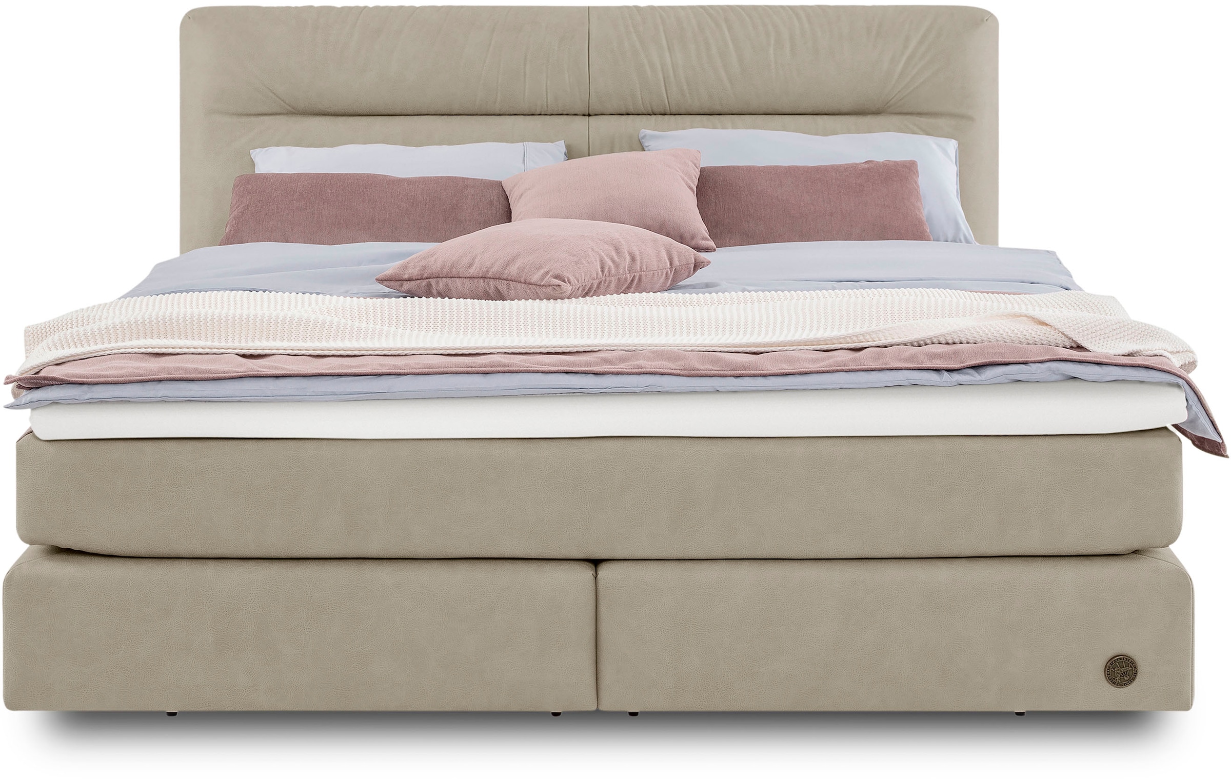 Birkenstock Boxspringbett »Calan«, Kopfteil mit Kreuzstichziernaht, in unterschiedlichen Ausführungen