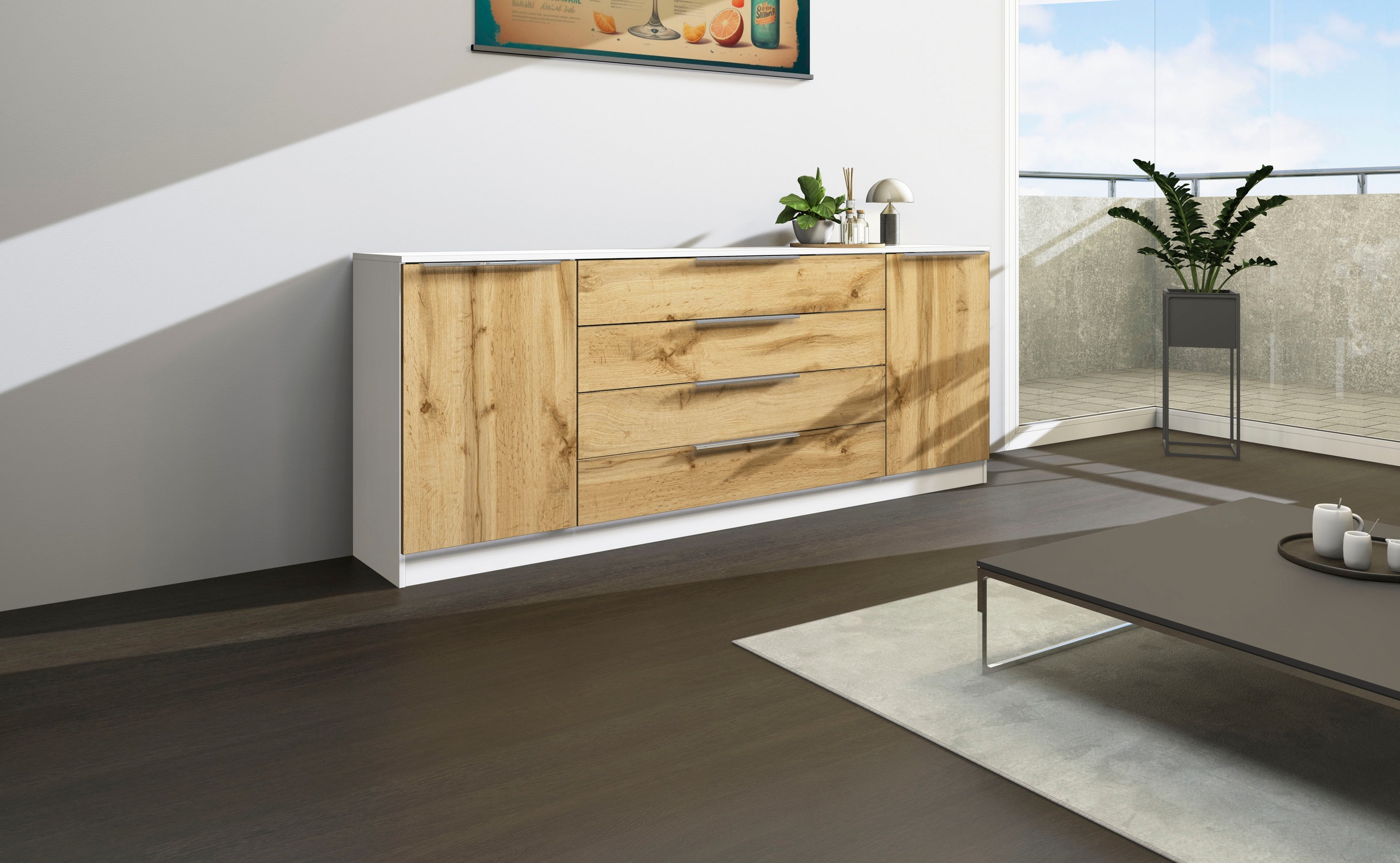 borchardt Möbel Kommode »Oliva«, Breite 200 cm, mit 4 Schubkästen